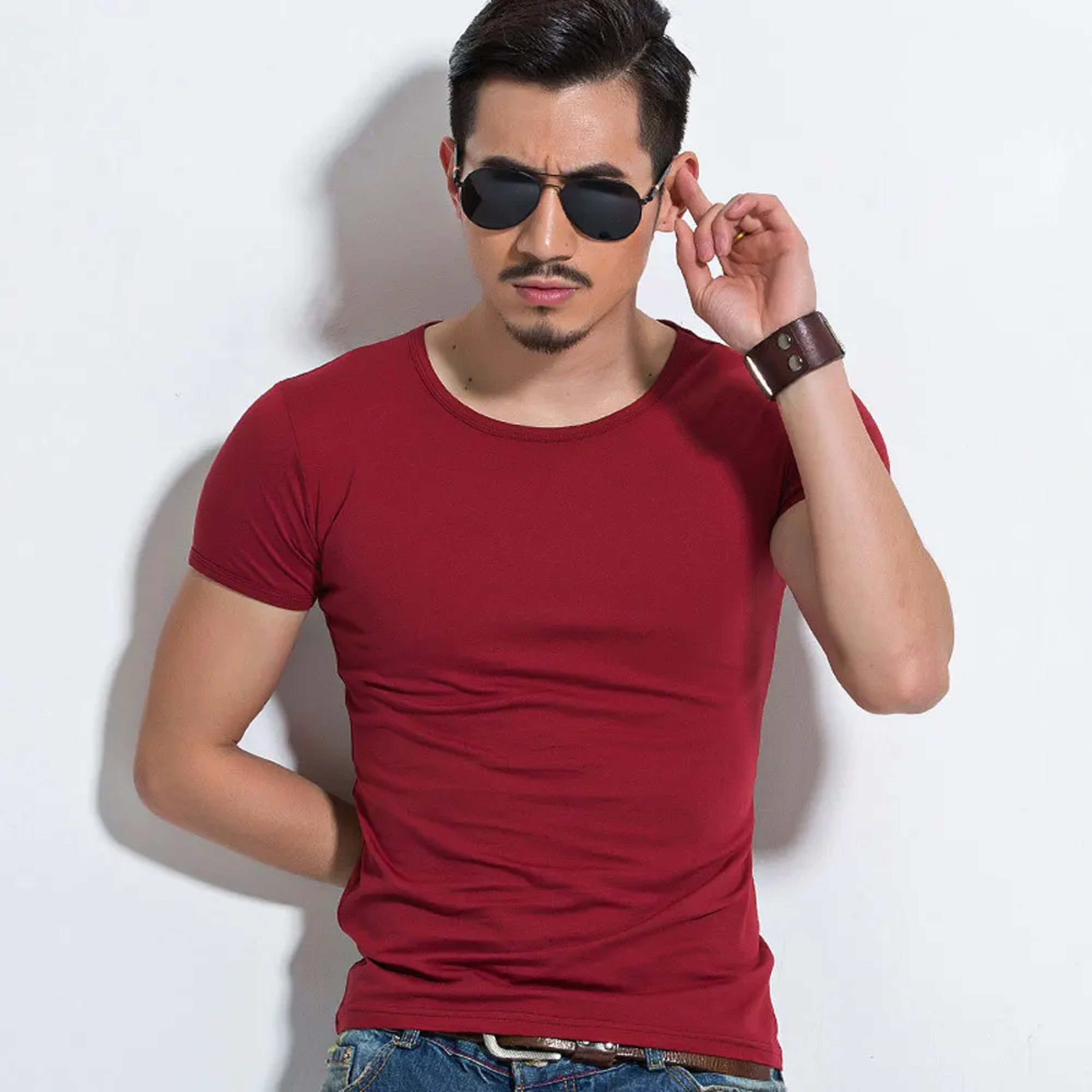 Men's T Shirt Short Sleeve Men T-Shirt O-Neck Slim Solid Color Half Sleeved Man Tops Tee Shirt 2026 MRMT Men T Shirt Clo 3