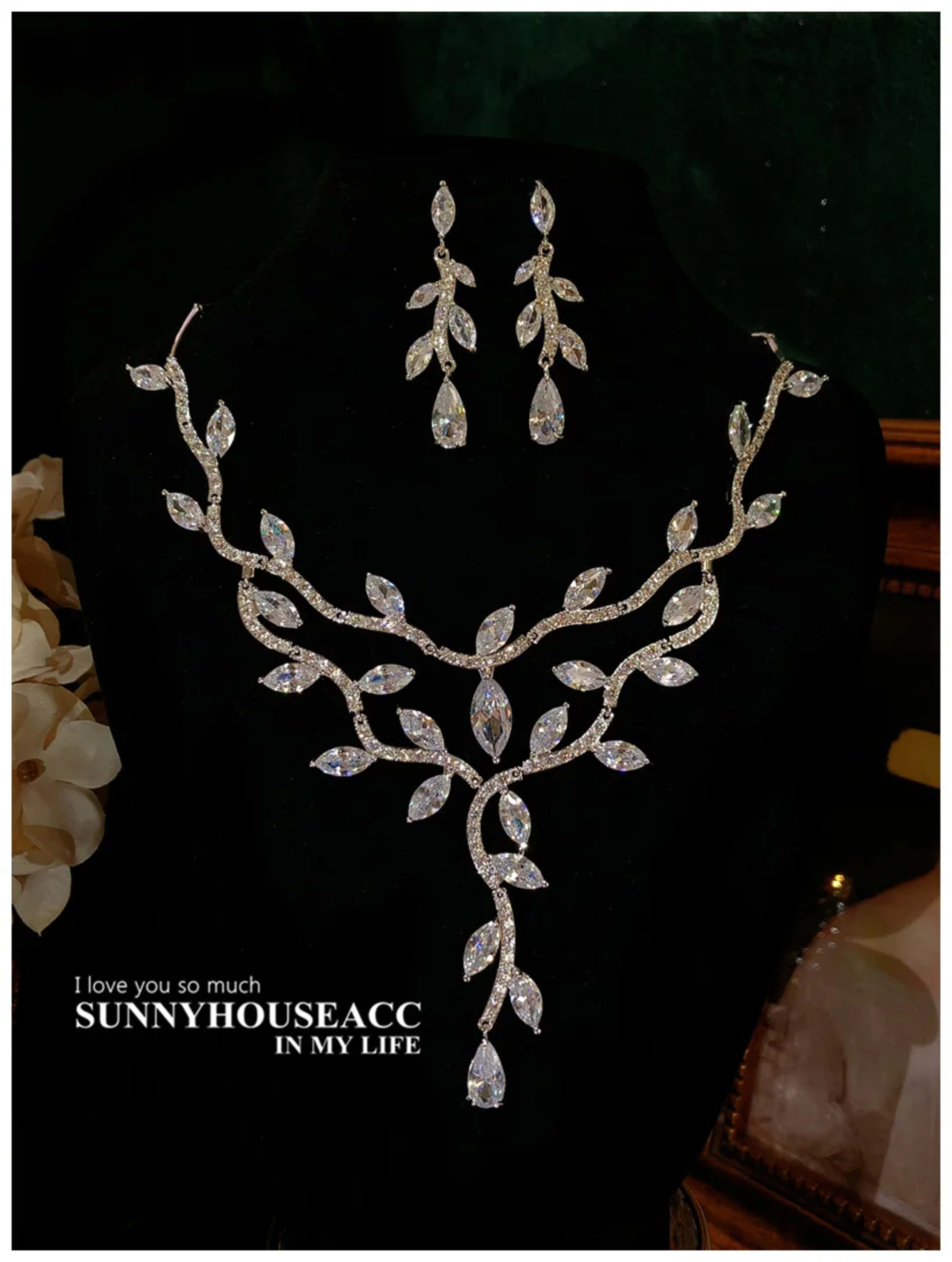 Fine Jewelry Sets For Women S925 Sterling Necklace Top Quality Floral Design Earrings Shinning Party Wedding Accessories