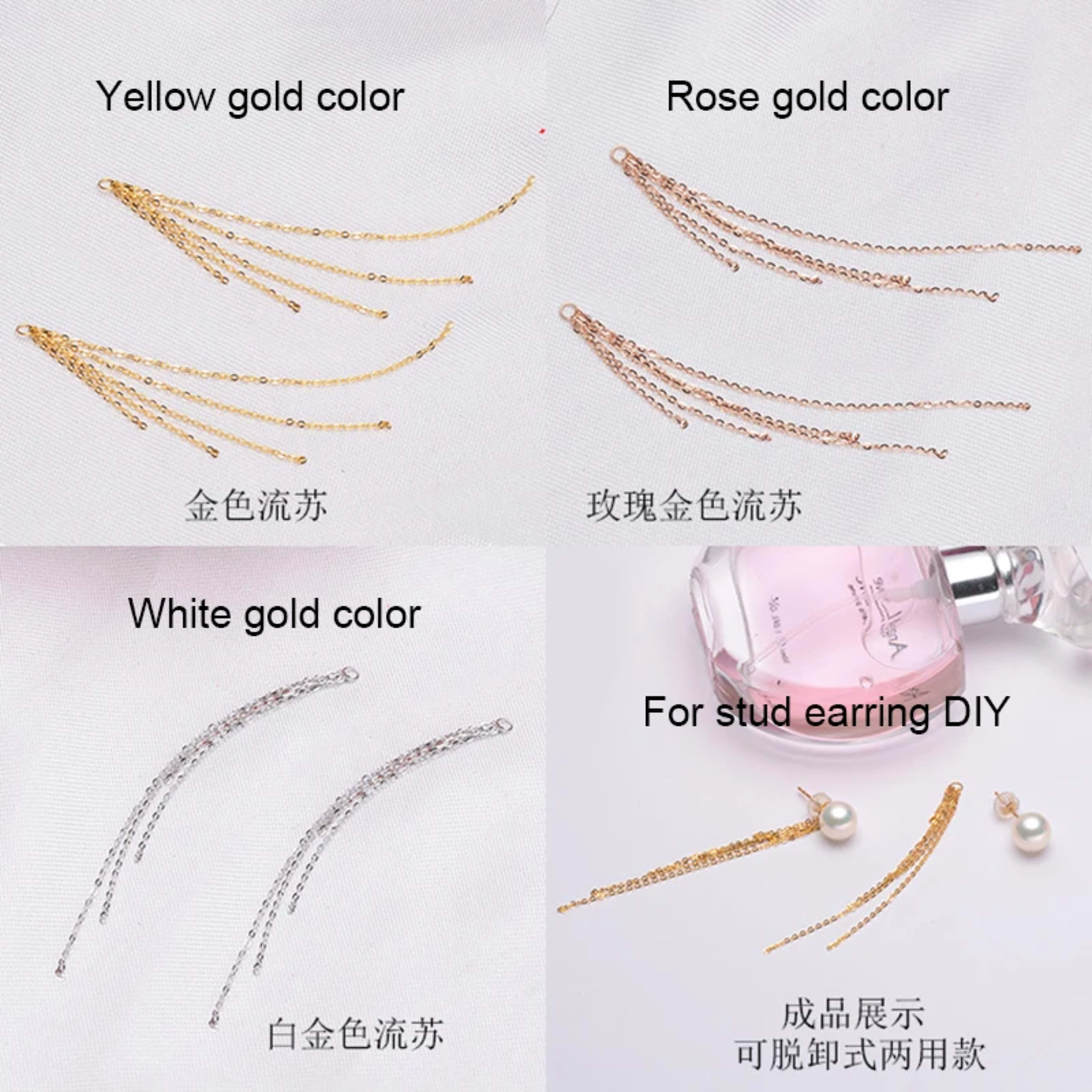 Women DIY Jewelry  Earring Accessrioes Fashion Design Au750 18k Gold  Chains Tassel 4
