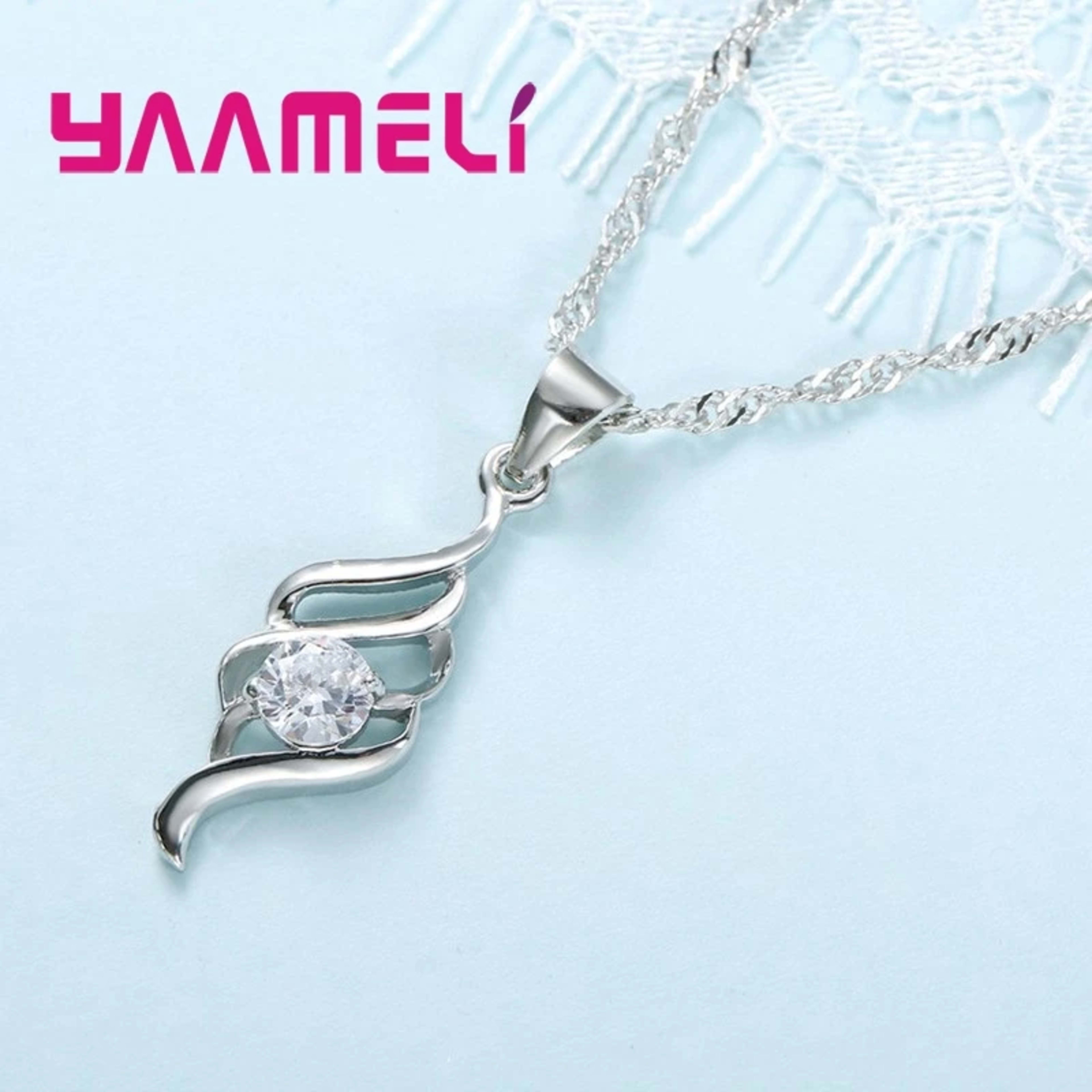 Jewelry Sets For Women Charms 925 Sterling Silver Color Pendant Necklace Hoop Earring Fashion Classic Collares Wedding G 4