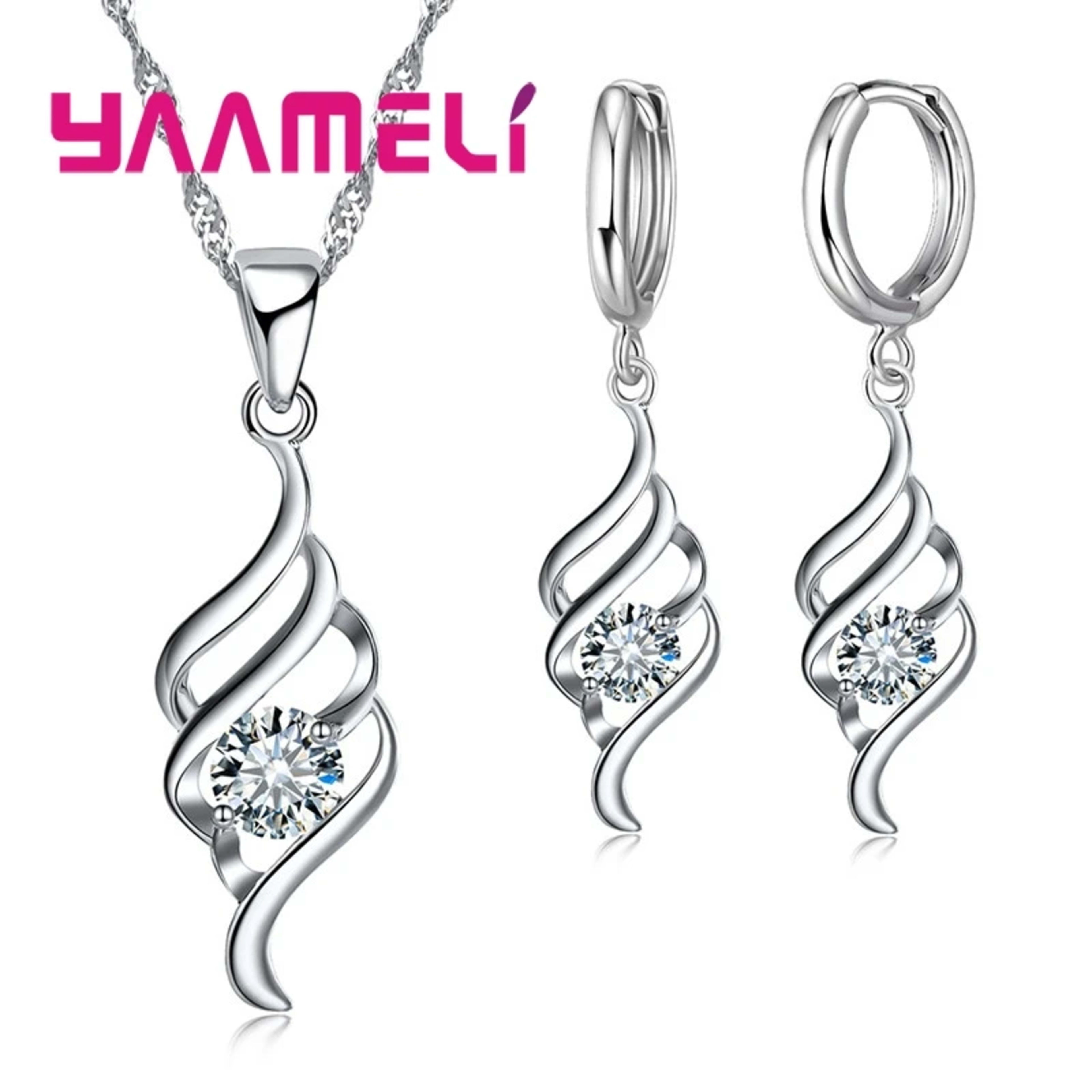 Jewelry Sets For Women Charms 925 Sterling Silver Color Pendant Necklace Hoop Earring Fashion Classic Collares Wedding G