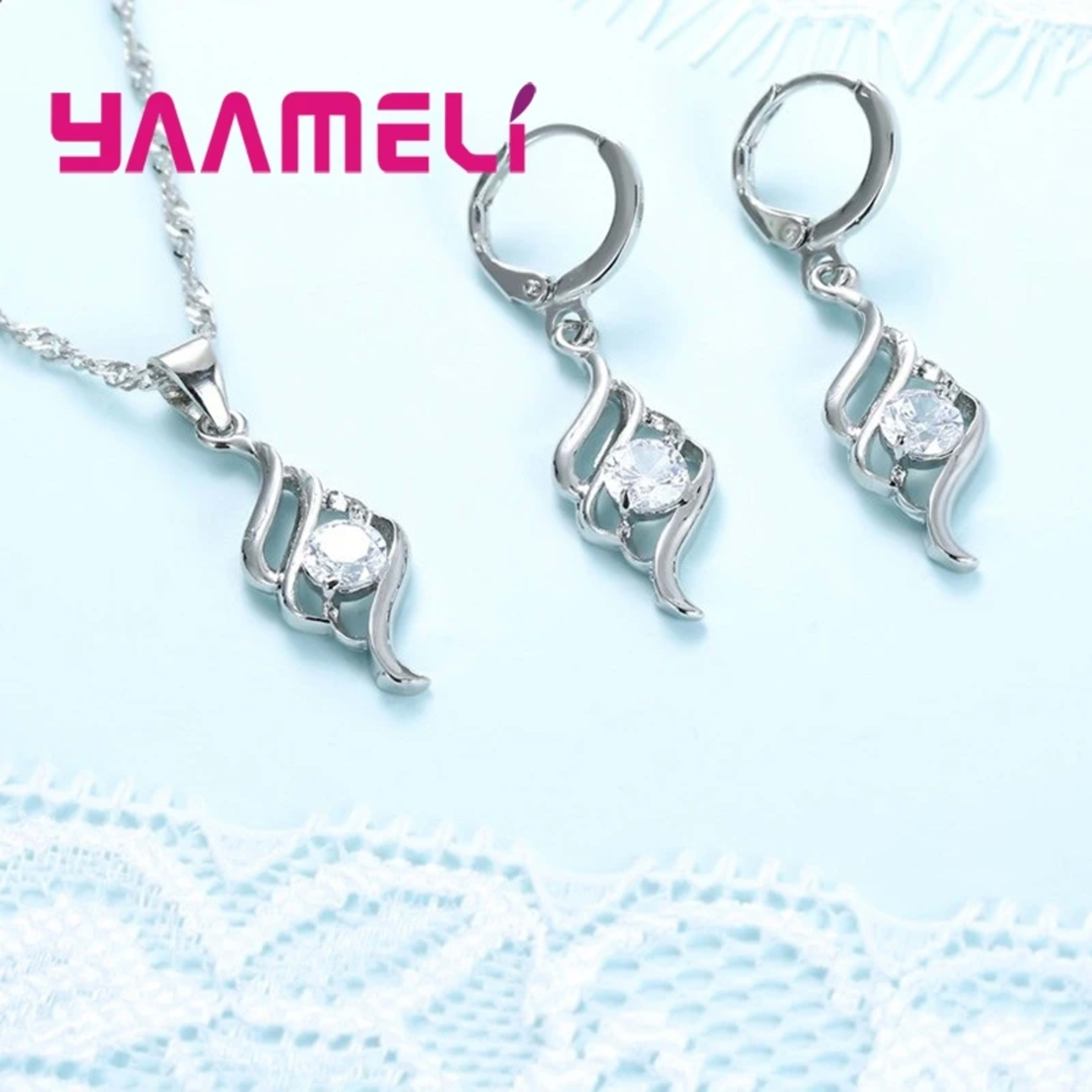Jewelry Sets For Women Charms 925 Sterling Silver Color Pendant Necklace Hoop Earring Fashion Classic Collares Wedding G 2