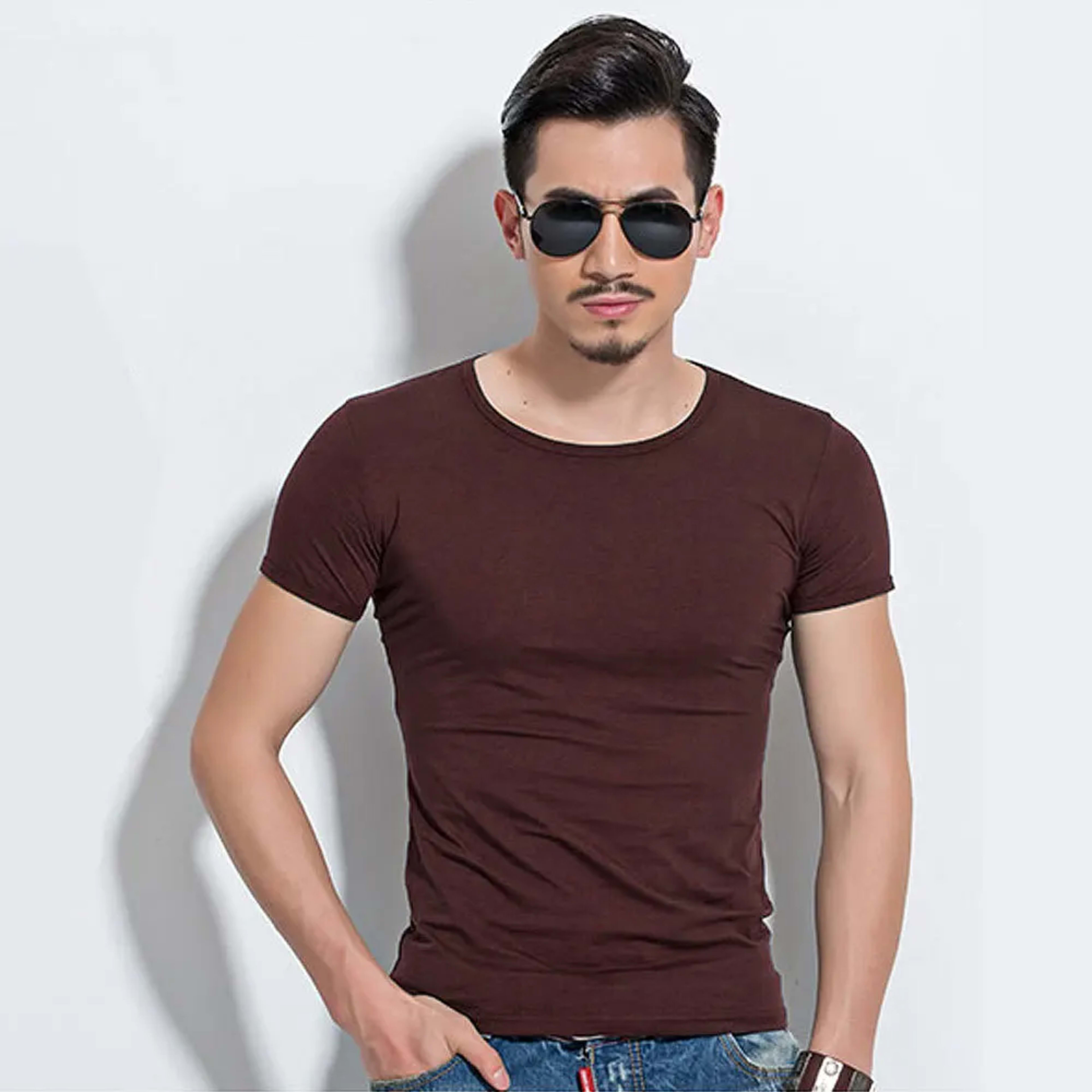 Men's T Shirt Short Sleeve Men T-Shirt O-Neck Slim Solid Color Half Sleeved Man Tops Tee Shirt 2026 MRMT Men T Shirt Clo 9