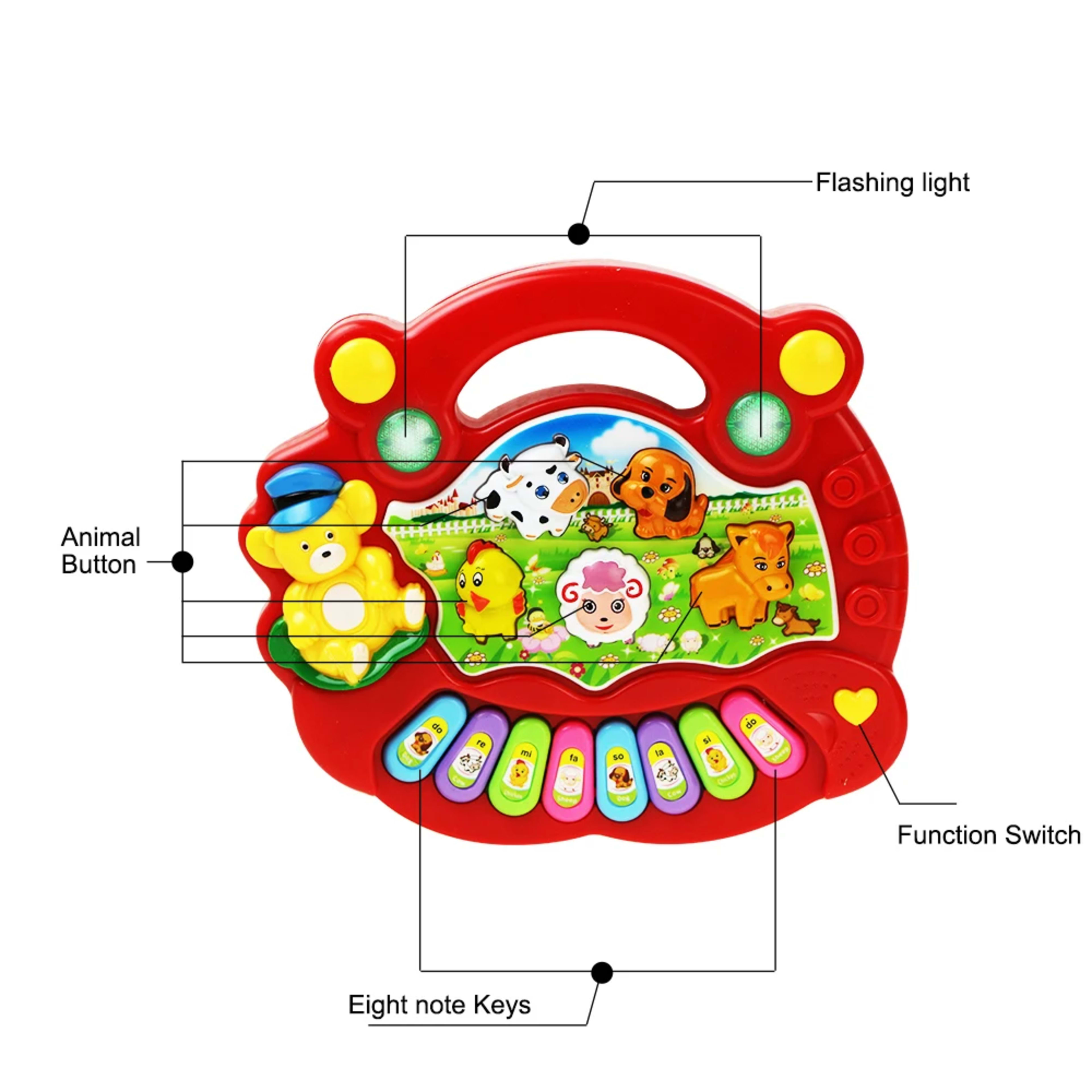 Baby Musical Toy with Animal Sound Kids Piano Keyboard Electric Flashing Music Instrument Early Educational Toys for Chi 5