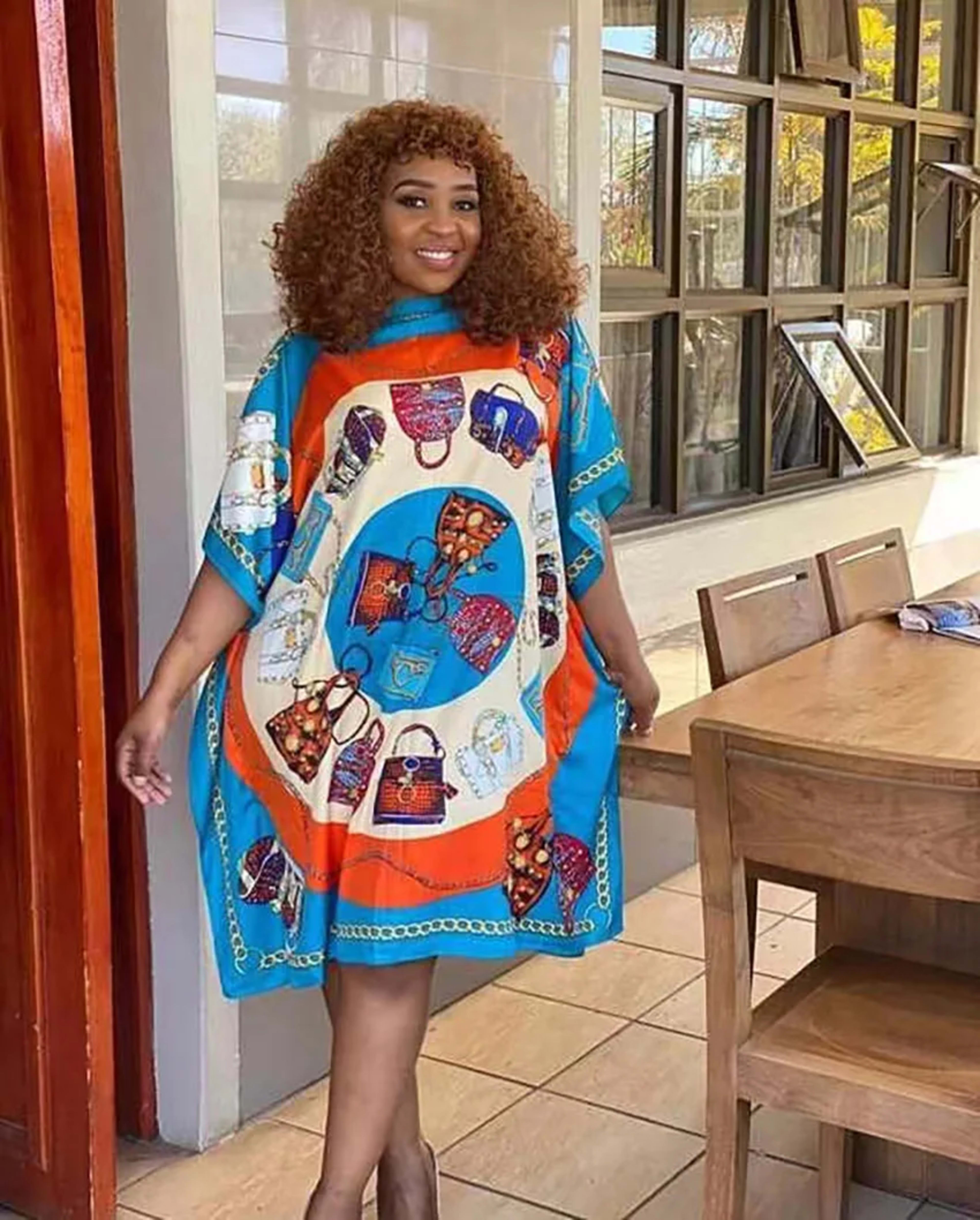 Printed Dresses For Women 2021 Fashion Design Loose Dress Batwing Maxi Long Femme Vestidos Summer Autumn Party Elegant D 2