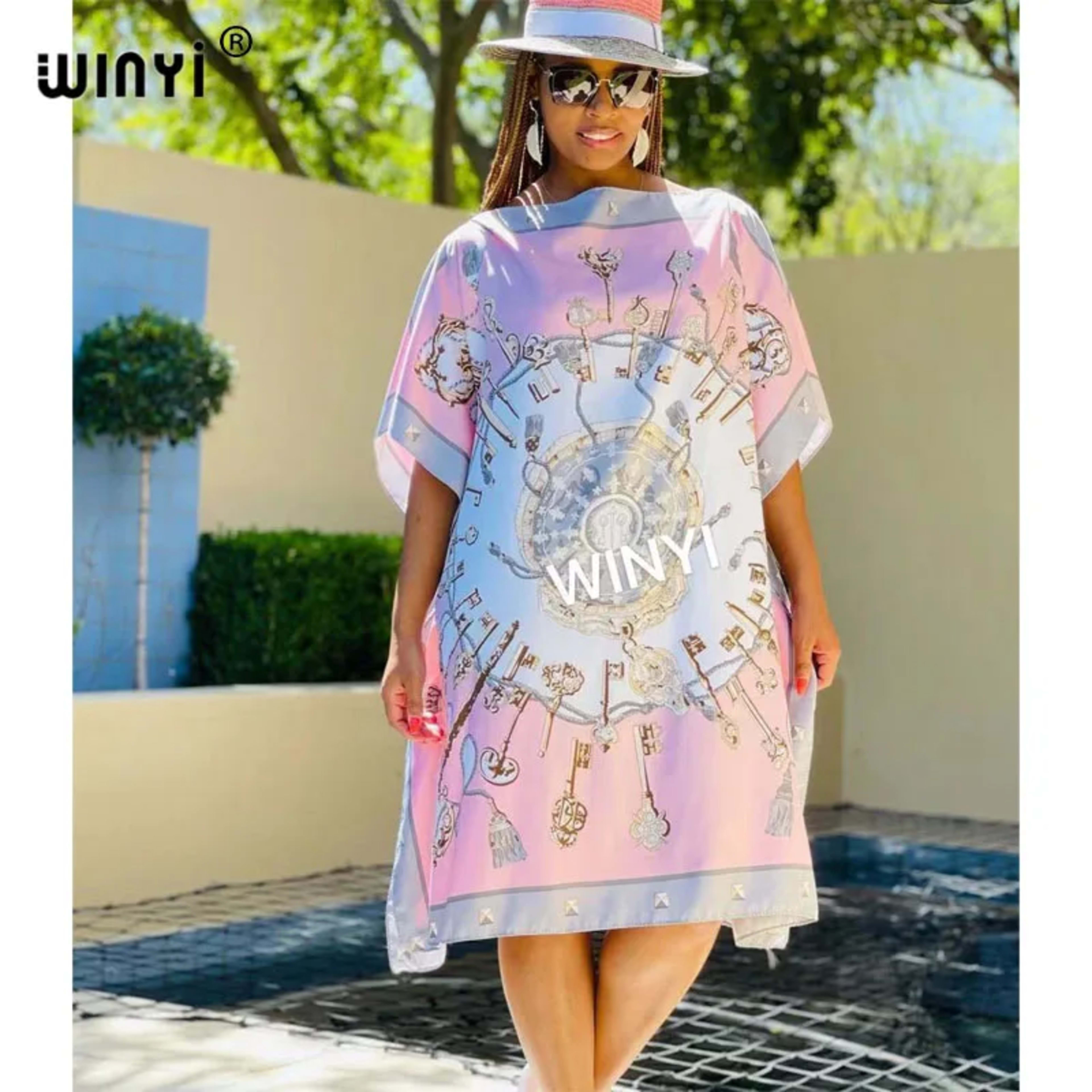 Printed Dresses For Women 2021 Fashion Design Loose Dress Batwing Maxi Long Femme Vestidos Summer Autumn Party Elegant D 1