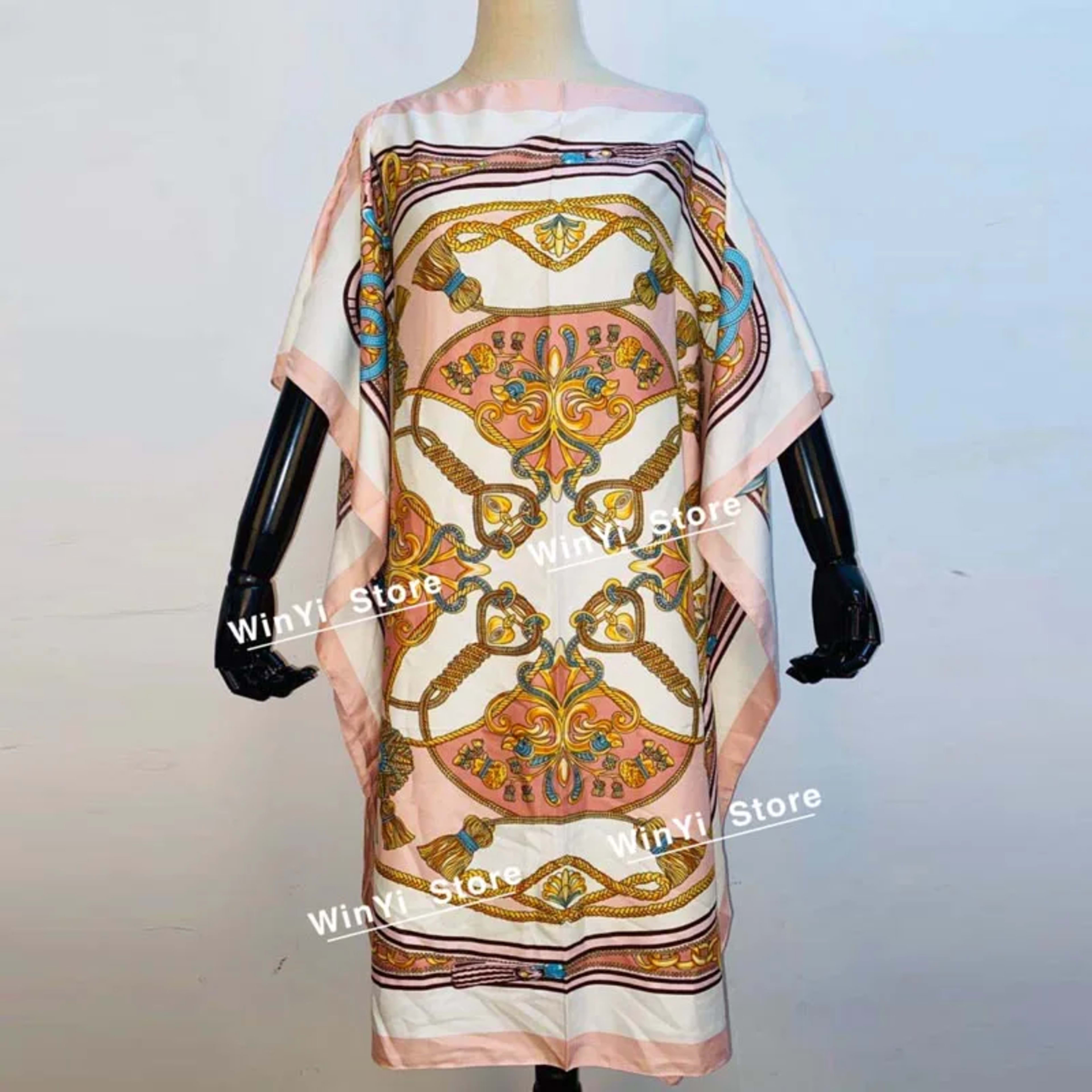Printed Dresses For Women 2020 Fashion Design Loose Dress Batwing Maxi Long Femme Vestidos Summer Autumn Party Elegant D 10