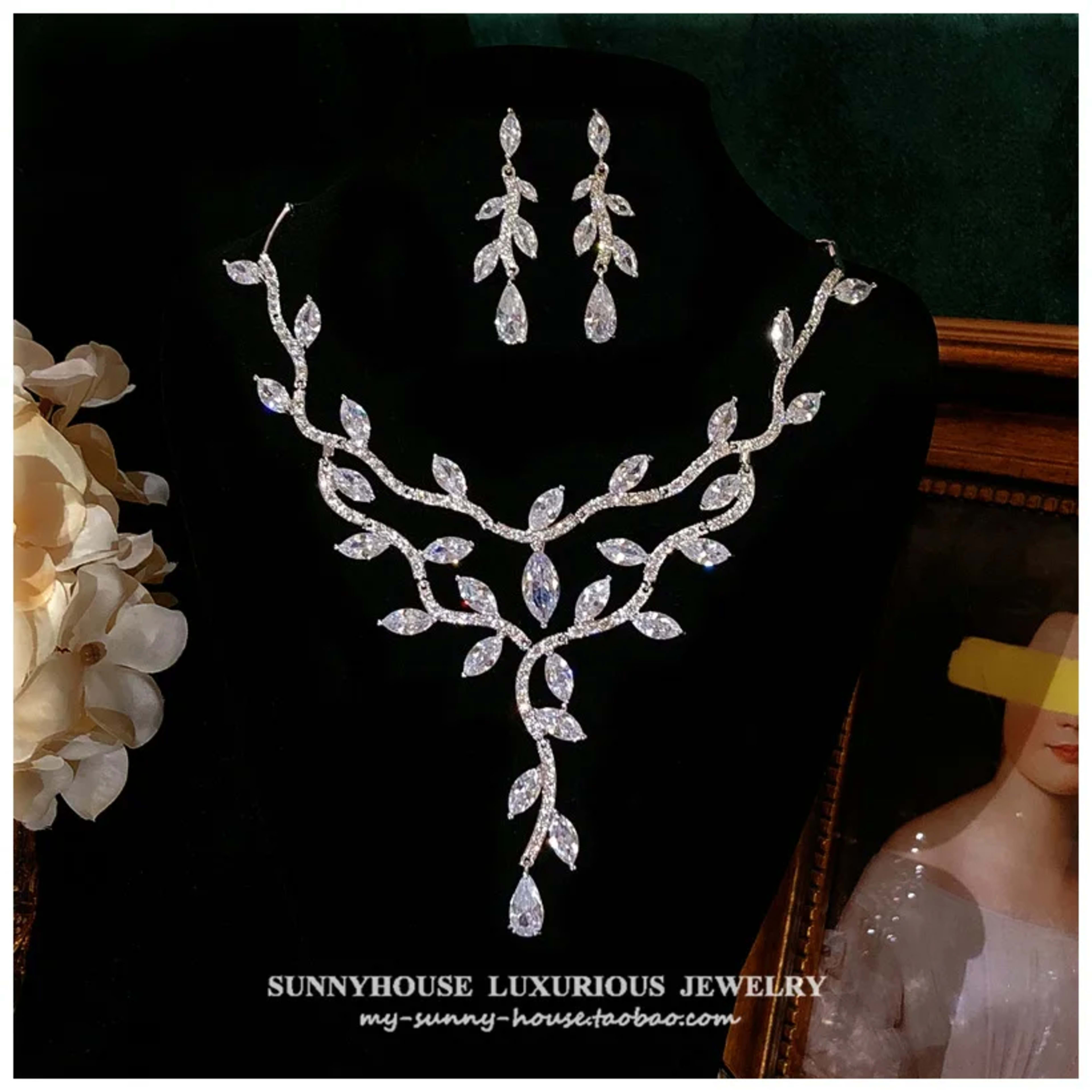 Fine Jewelry Sets For Women S925 Sterling Necklace Top Quality Floral Design Earrings Shinning Party Wedding Accessories 2
