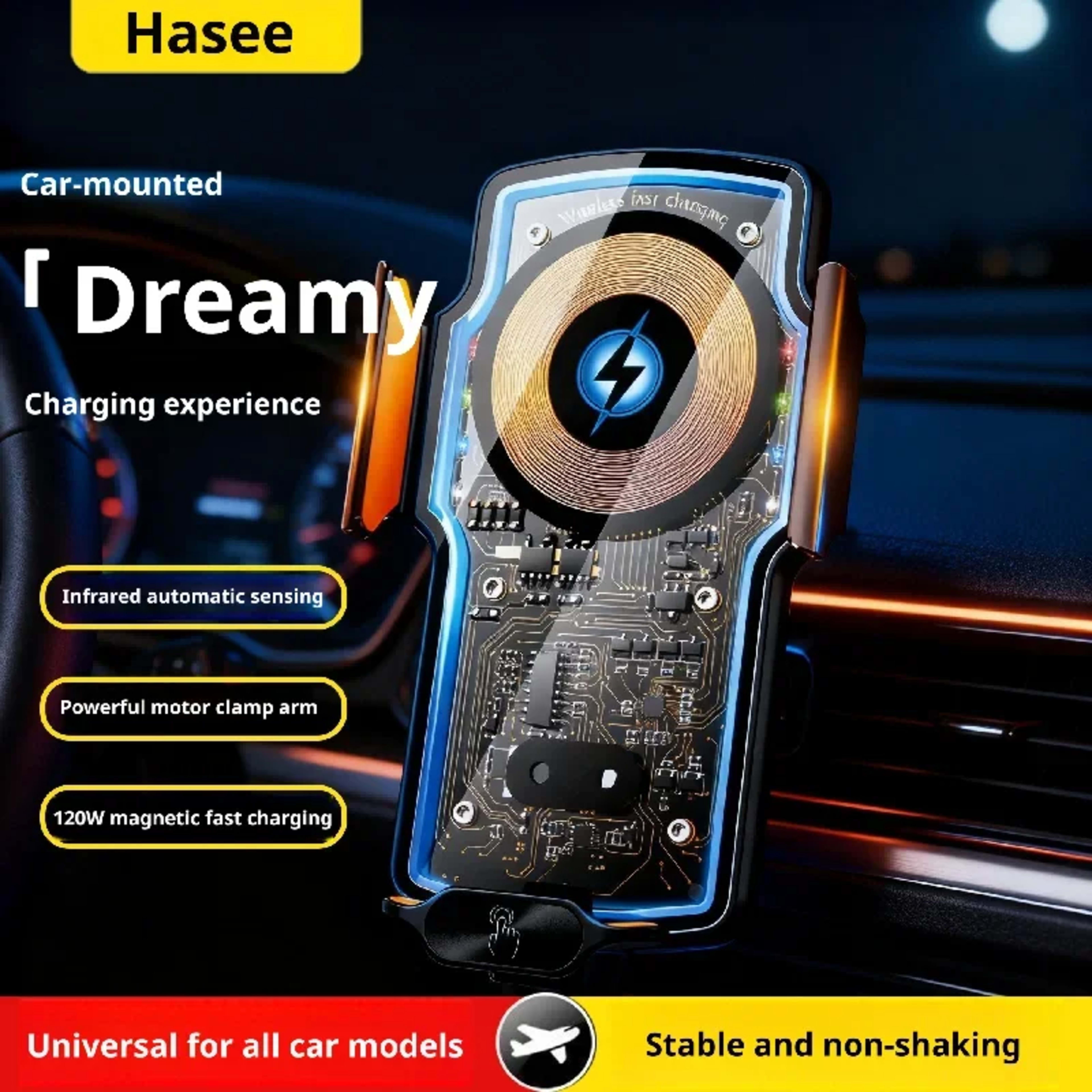 car accessories interior mounts phone holder support for cell phone bracket 15w wireless charging Transparent Technology