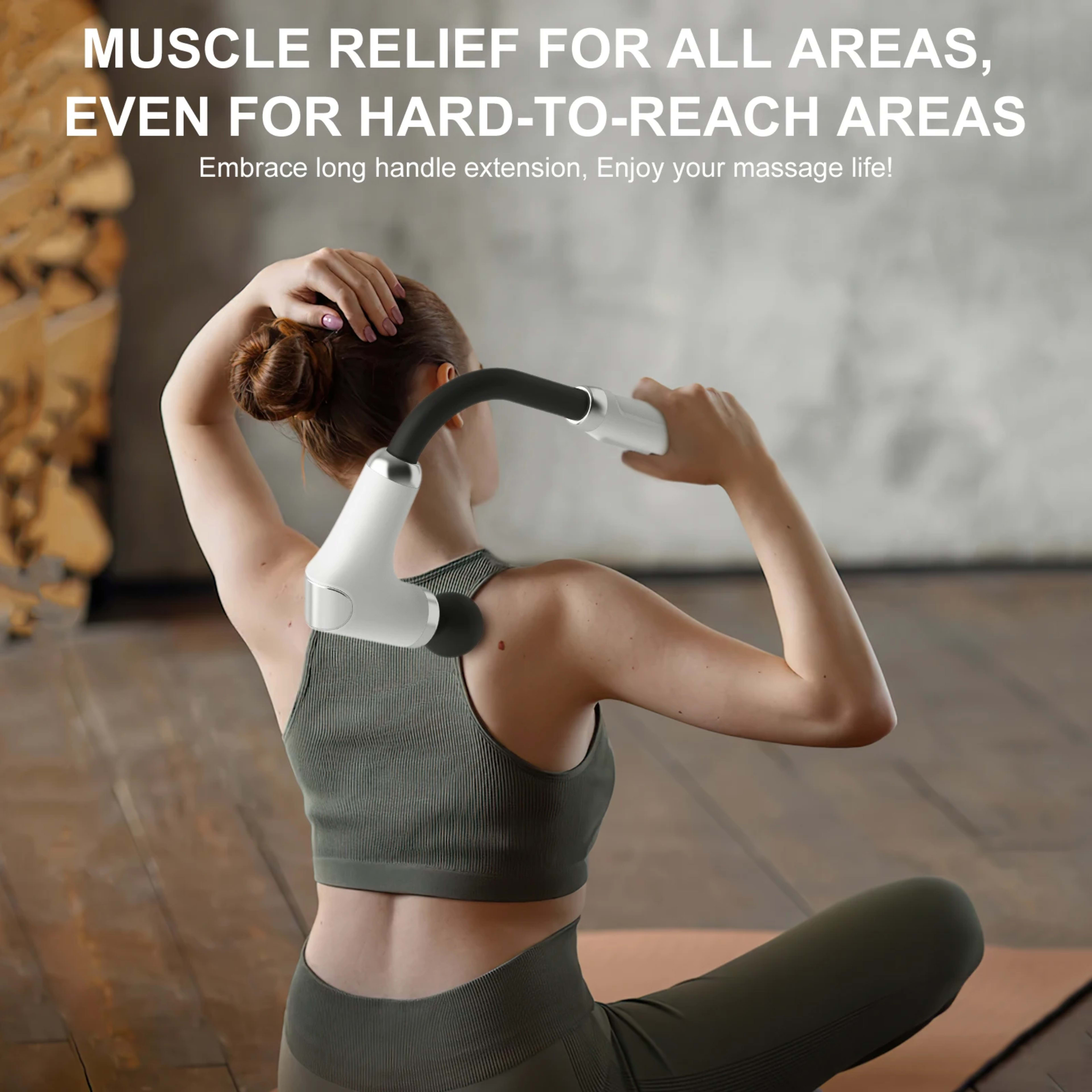 Home Massage Gun With A Long Handle Curved Head Cervical Spine Lumbar Back Legs Multi-functional Fascia Gun For Relaxing 1