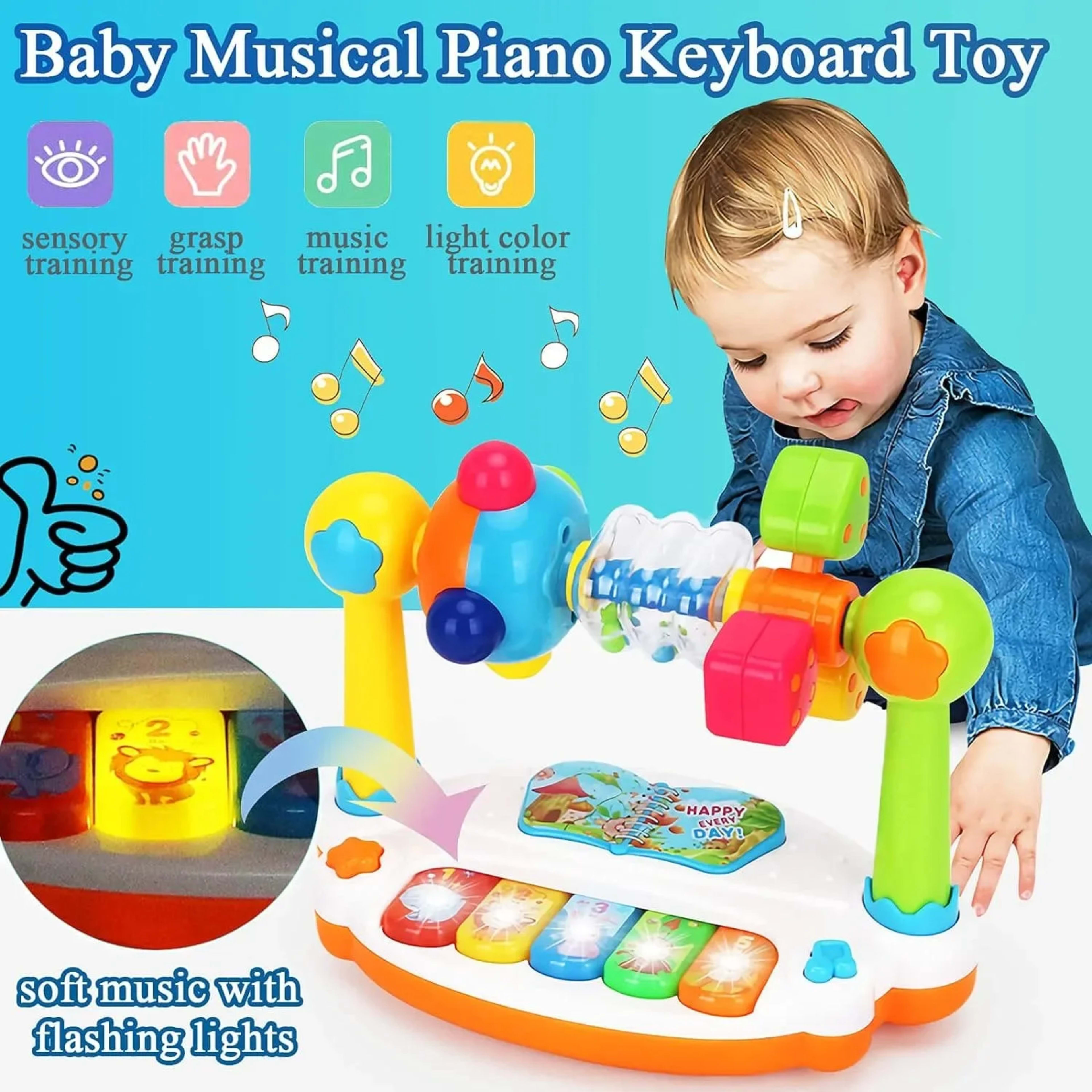 Baby Piano Toys Kids Rotating Music Keyboard Light Sound, Musical Toy for Toddlers,Early Educational Music Toy Gift Rand 3
