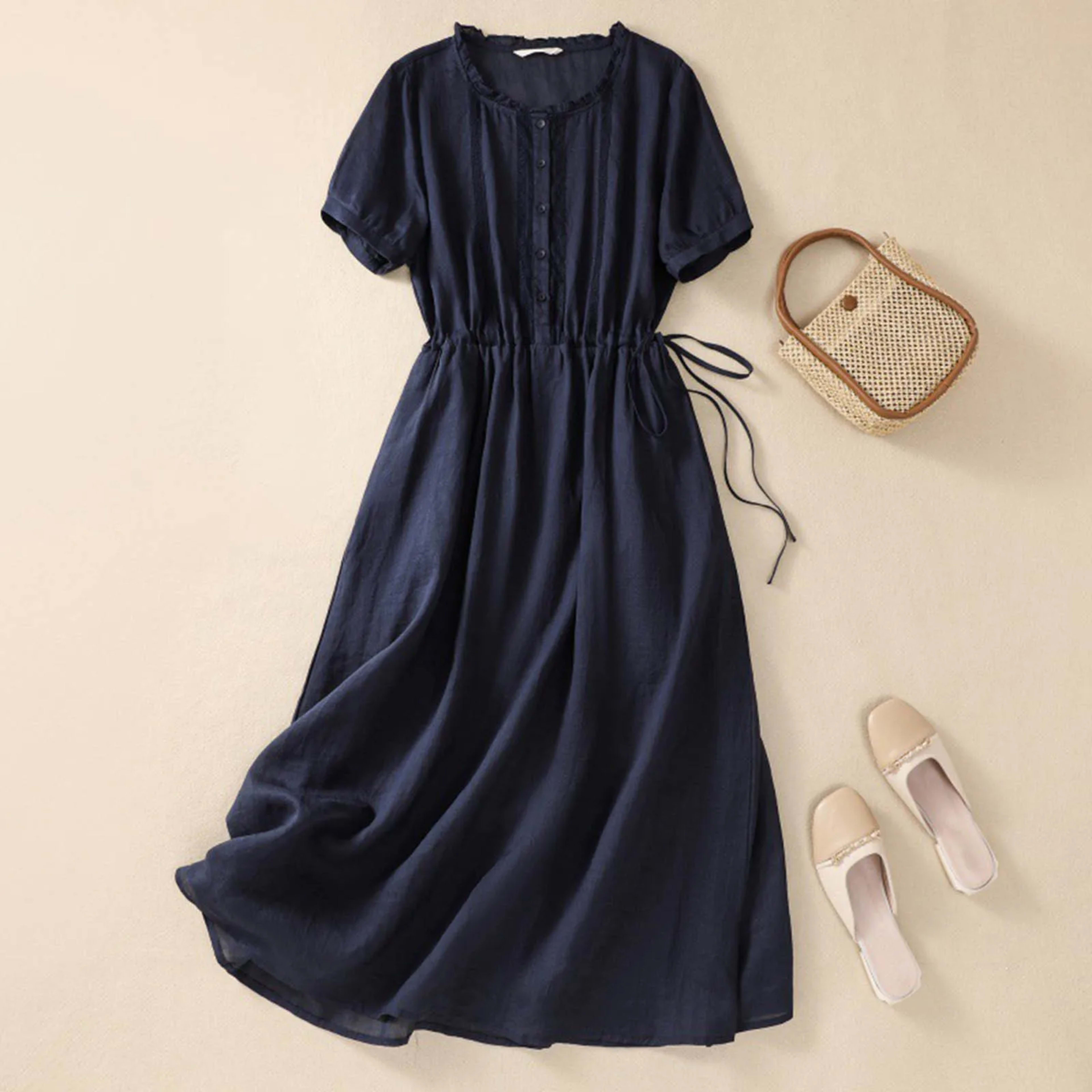Women'S Elegant Dresses Outfits Womens New Cotton And Art Commuting Simple And Solid Color Light Vestidos En Oferta Liqu 3