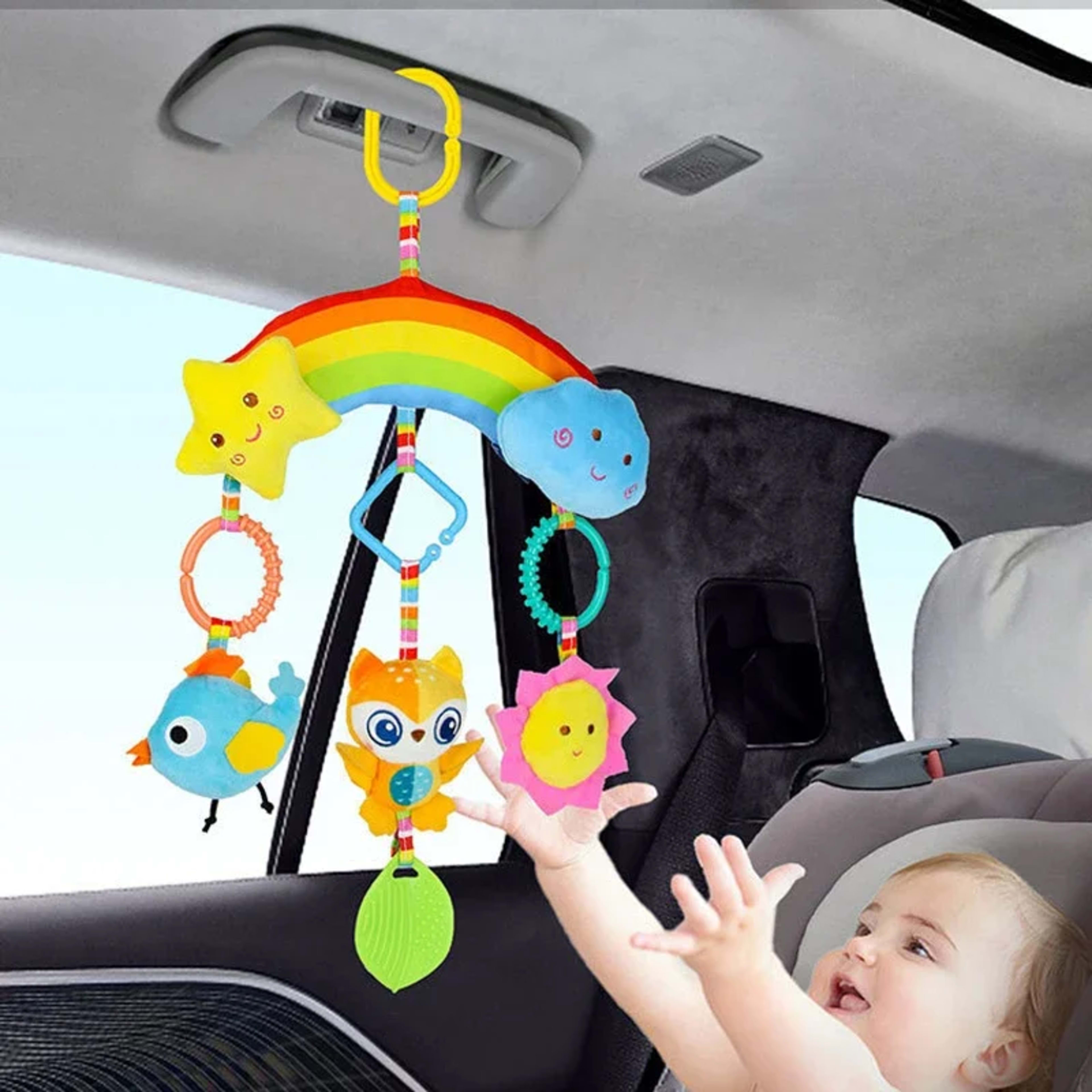 Baby Toys for 0 3 6 12 Months Rainbow Activity Plush Animal Stroller Hanging Toy for Baby Car Seat Crib Travel Sensory B 1