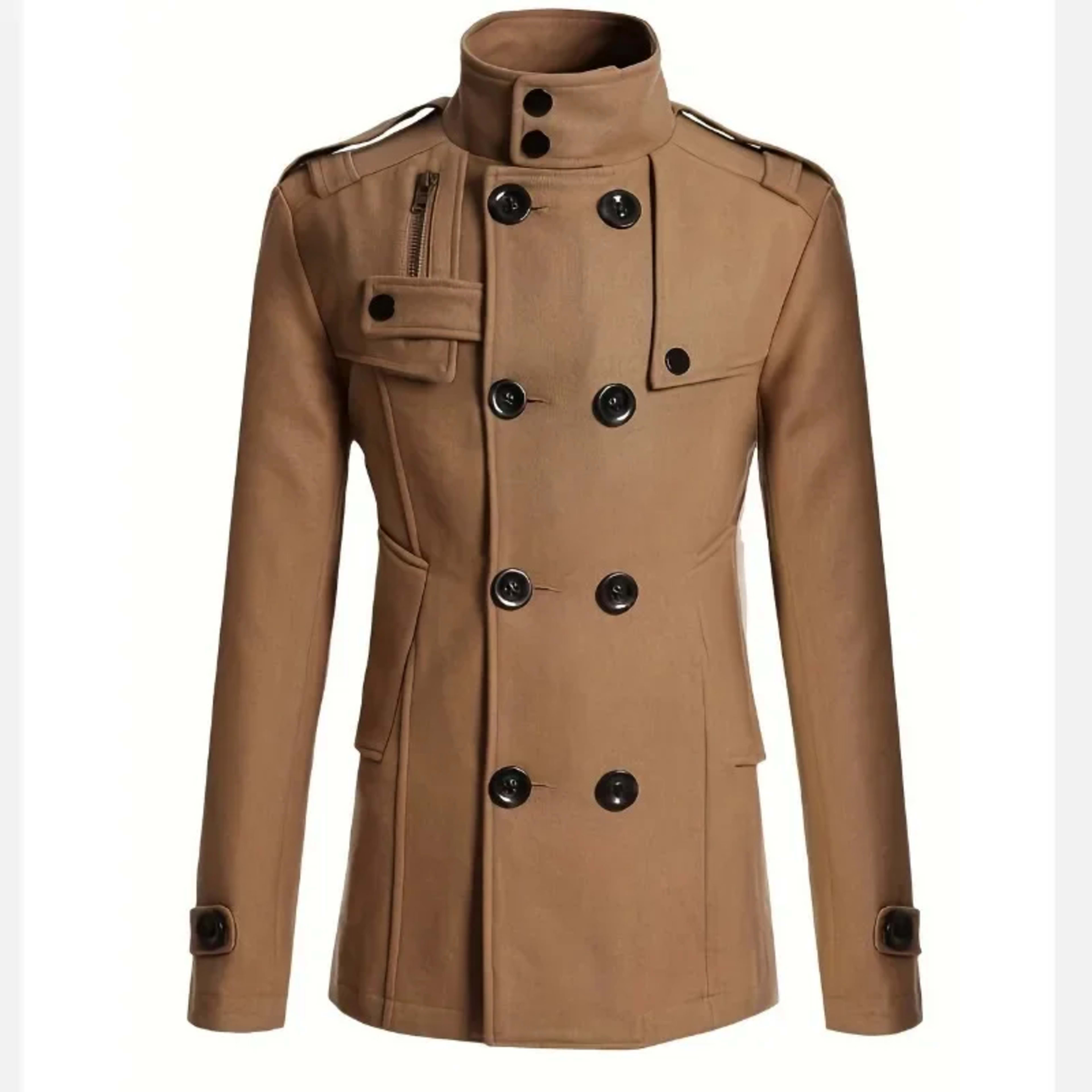Men Casual Jacket Fall-Winter Outdoor Warm Windbreaker Fashion Lapel Double Breasted Gentleman Coat Daily Versatile Clot 9