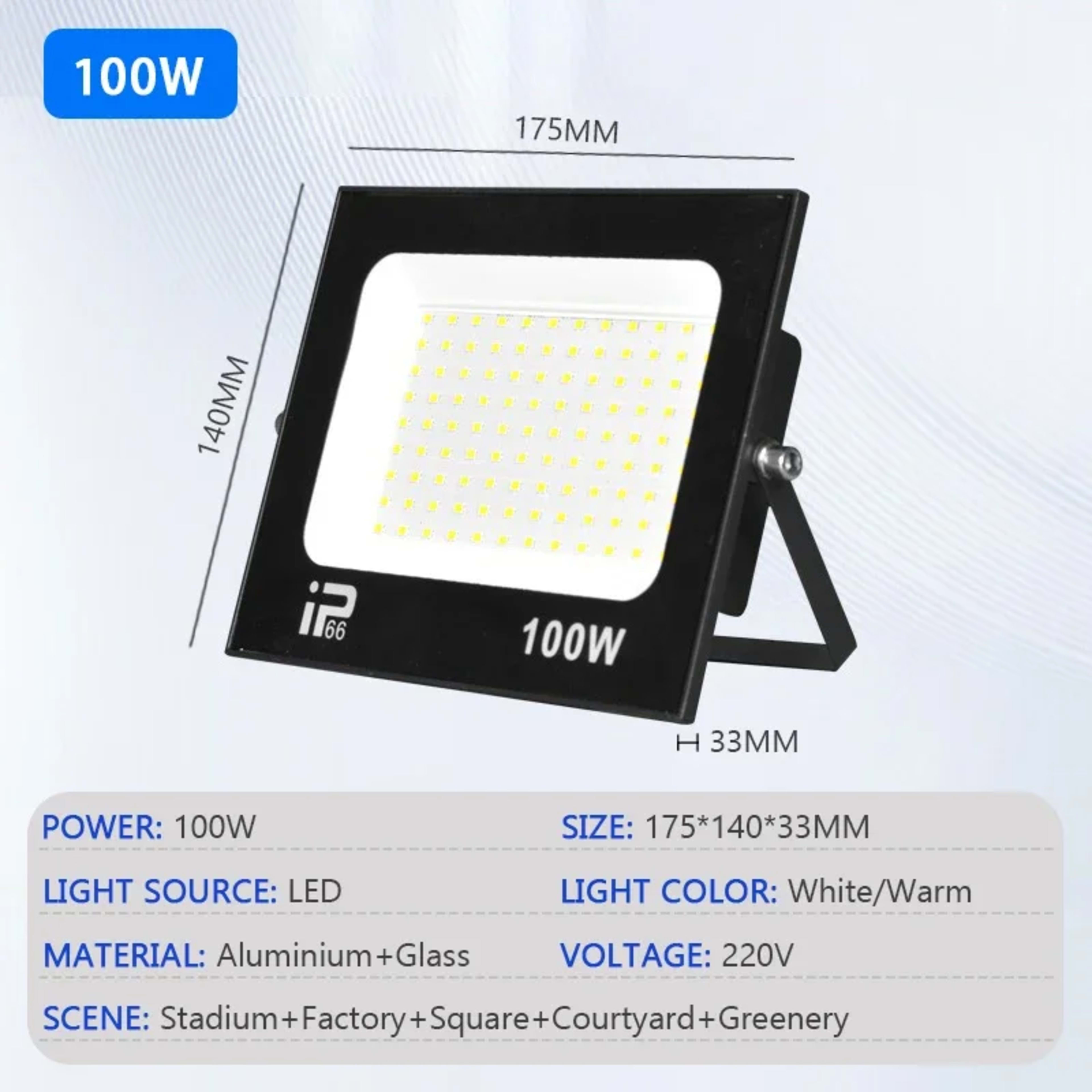 LED Floodlight Outdoor IP66 Waterproof Path Light Spotlight 10W 20W 30W 50W 100W 200W Outdoor Garden Porch Courtyard Lam 11