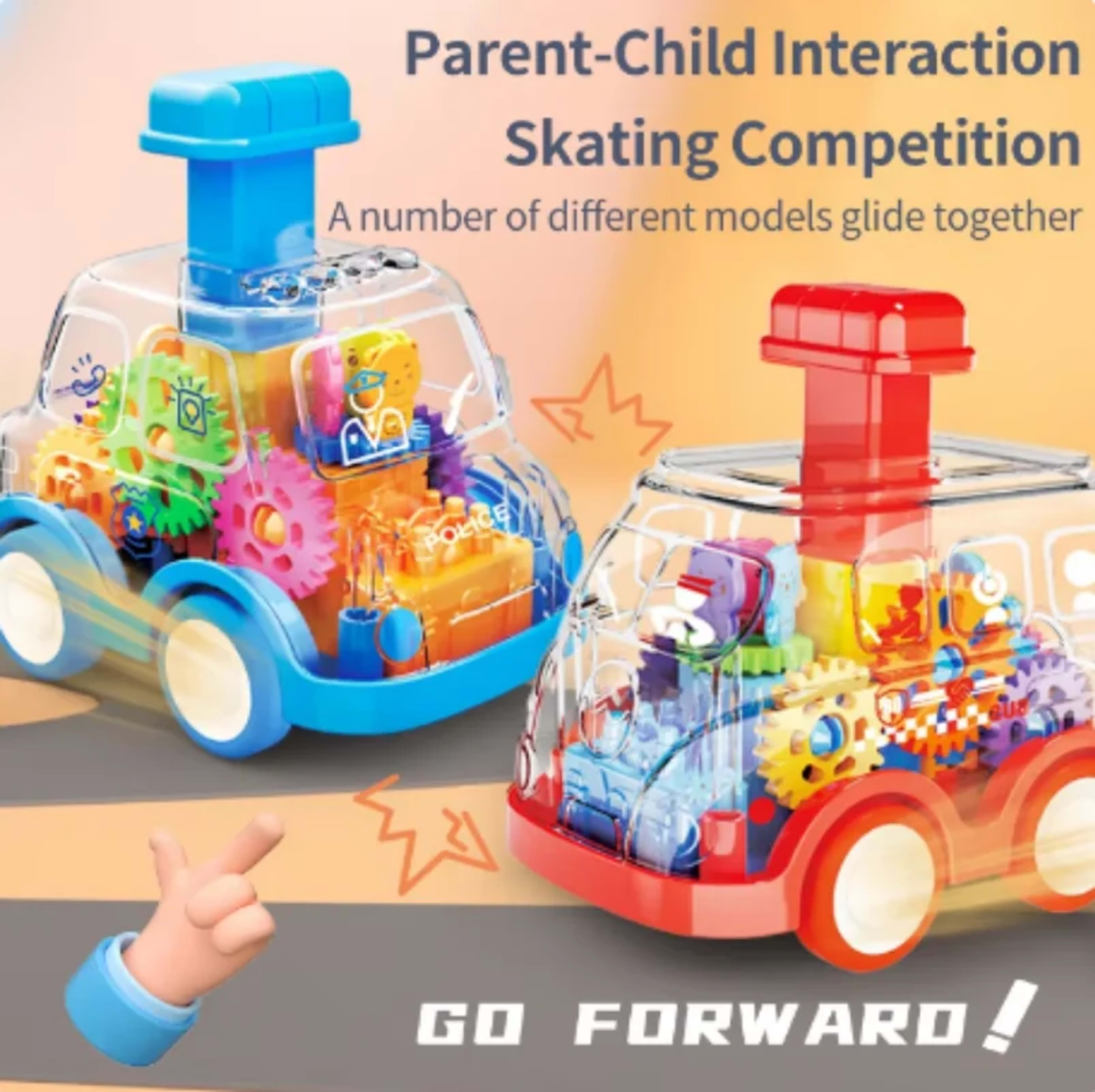 Baby Toy Cartoon Press Gear Car Toy Lnertia Pull-back Transparent Car Inertia Rebound Car Birthday Gifts for Kids Boys a 3