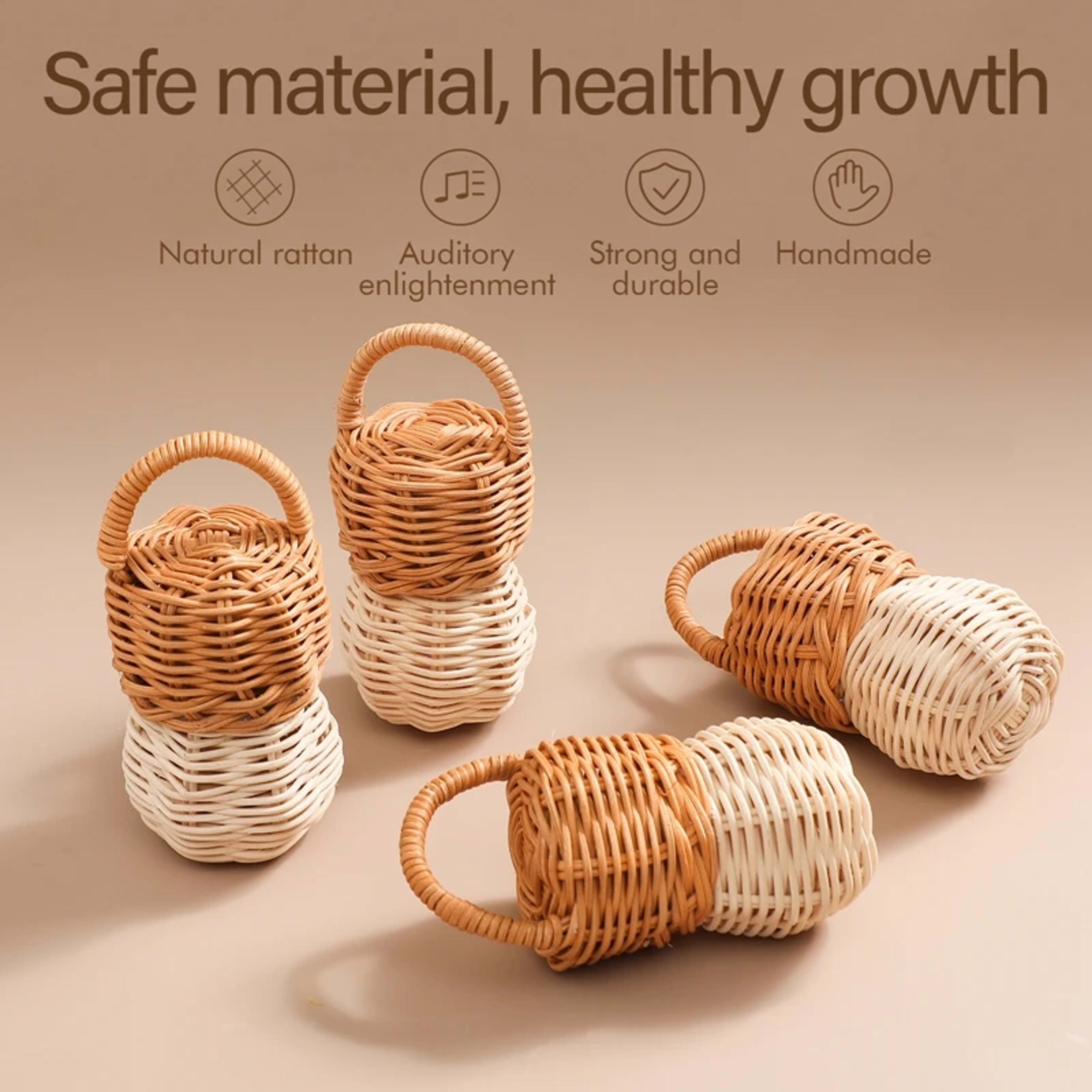Baby Toys  Rattan Pine Bell  Wooden Rattan Toys  Wooden Baby Rattle  Rattan Toy  Bell rattle Toy Baby pro  Baby Comfort  4