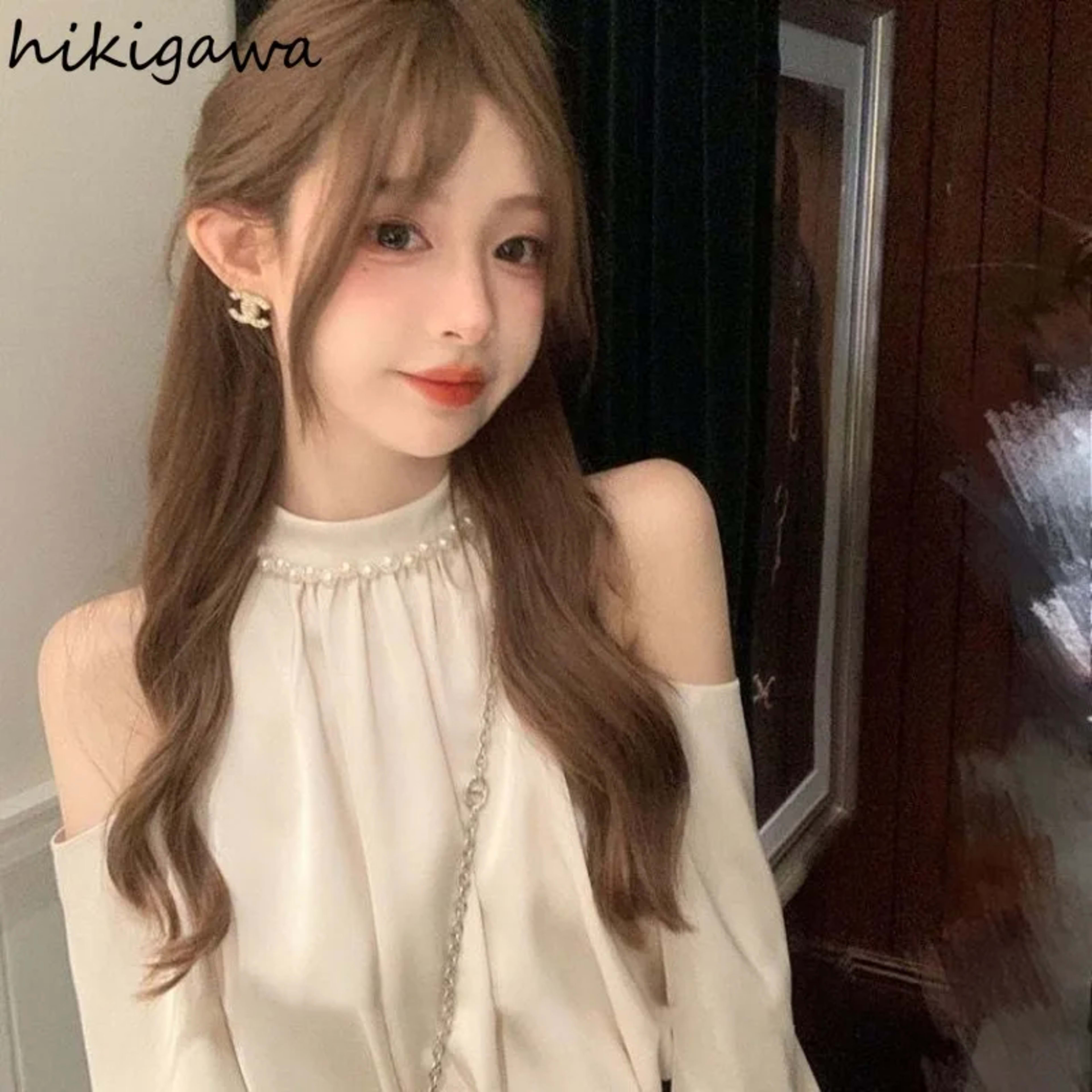 2025 Blusas Mujer De Moda Sweet Blouse for Women O-neck Long Sleeve Off Shoulder Summer Tops Temperament Fashion Shirts  5