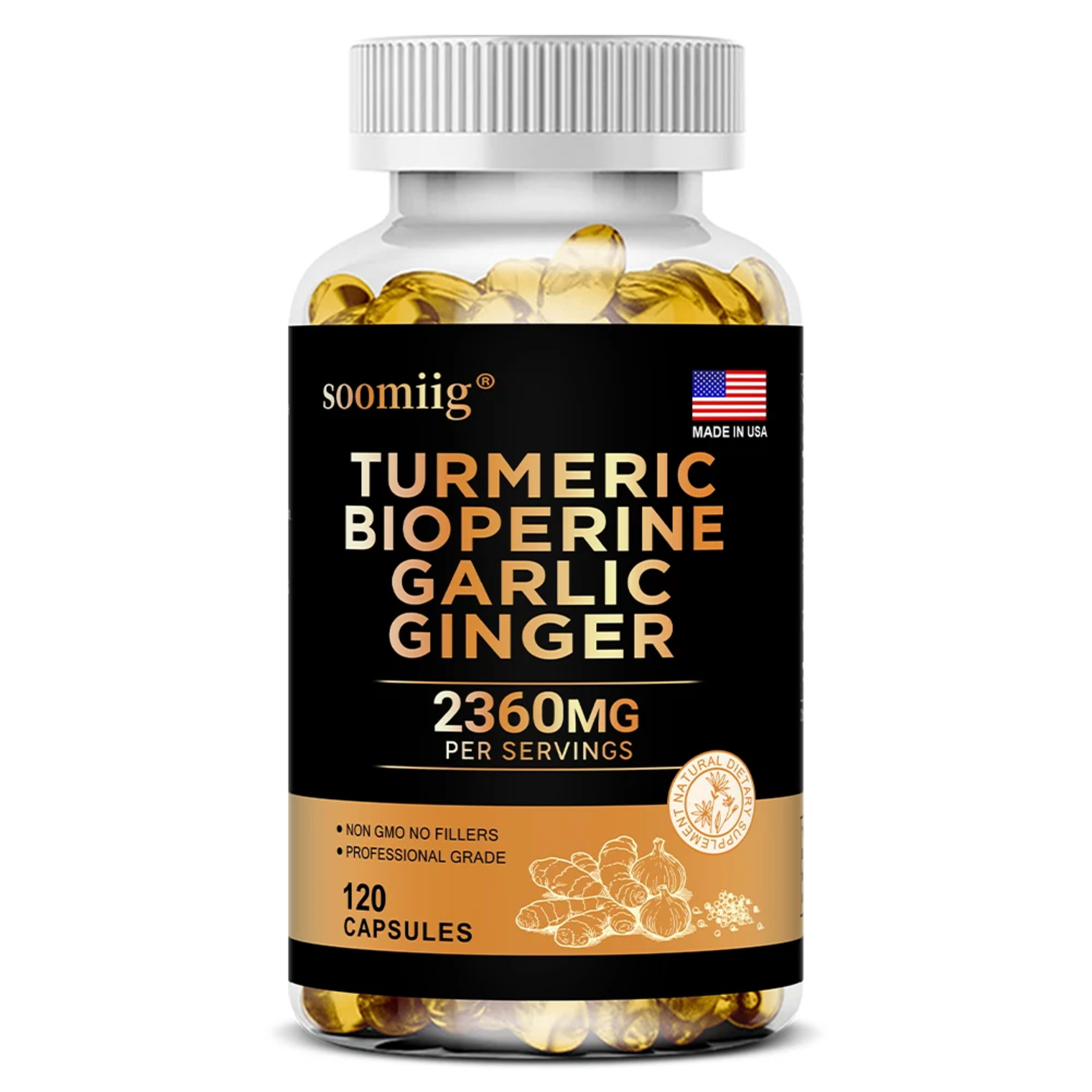 Turmeric Ginger Supplement with Garlic Curcumin Black Pepper, Support Joint Health, Promote Digestion, and Boost Immune  9