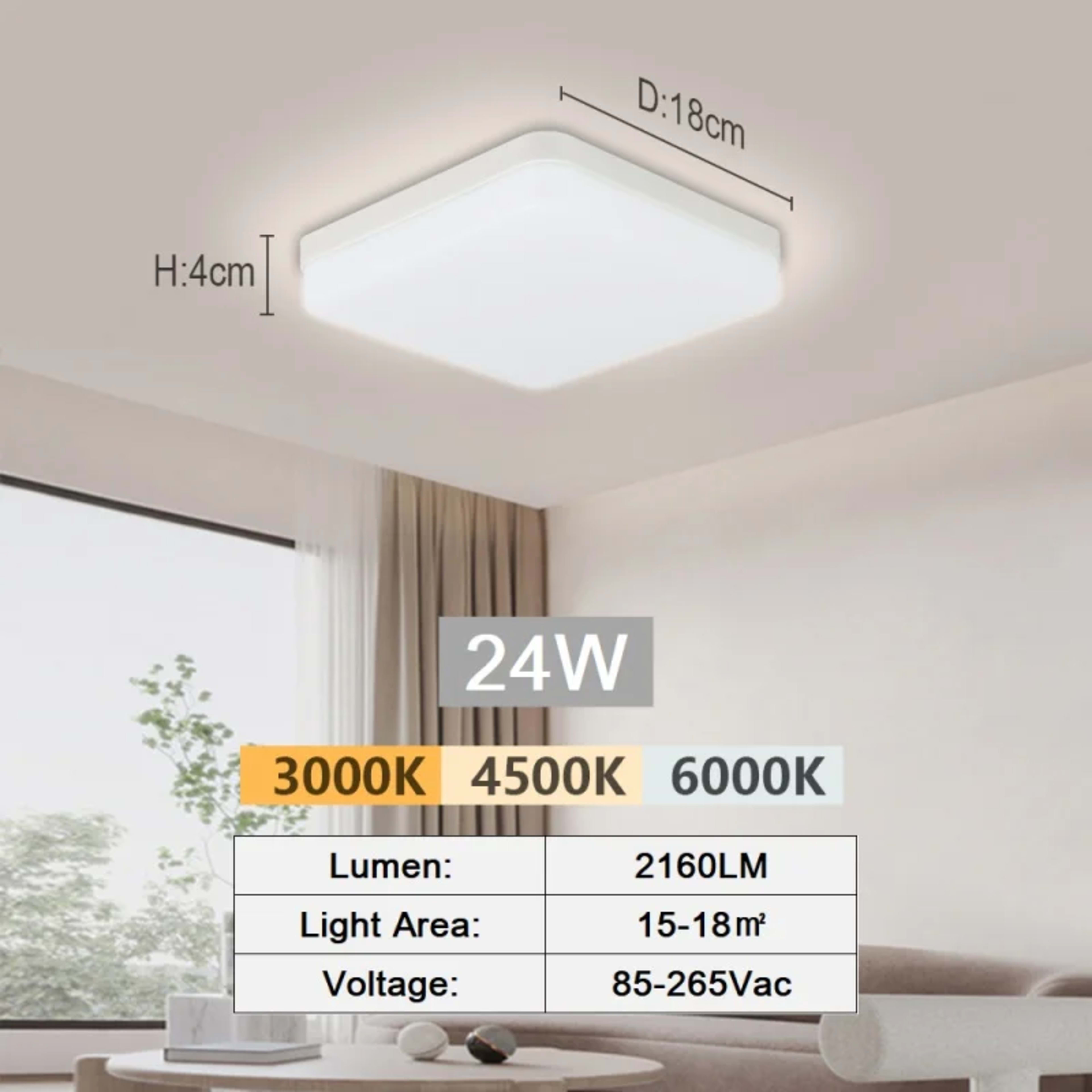 LED Ceiling Light Fixture 18/24/36/48W Dimmable Flush Mount Modern Home Lamp for Bedroom Living Room Kitchen Hallway Ult 14
