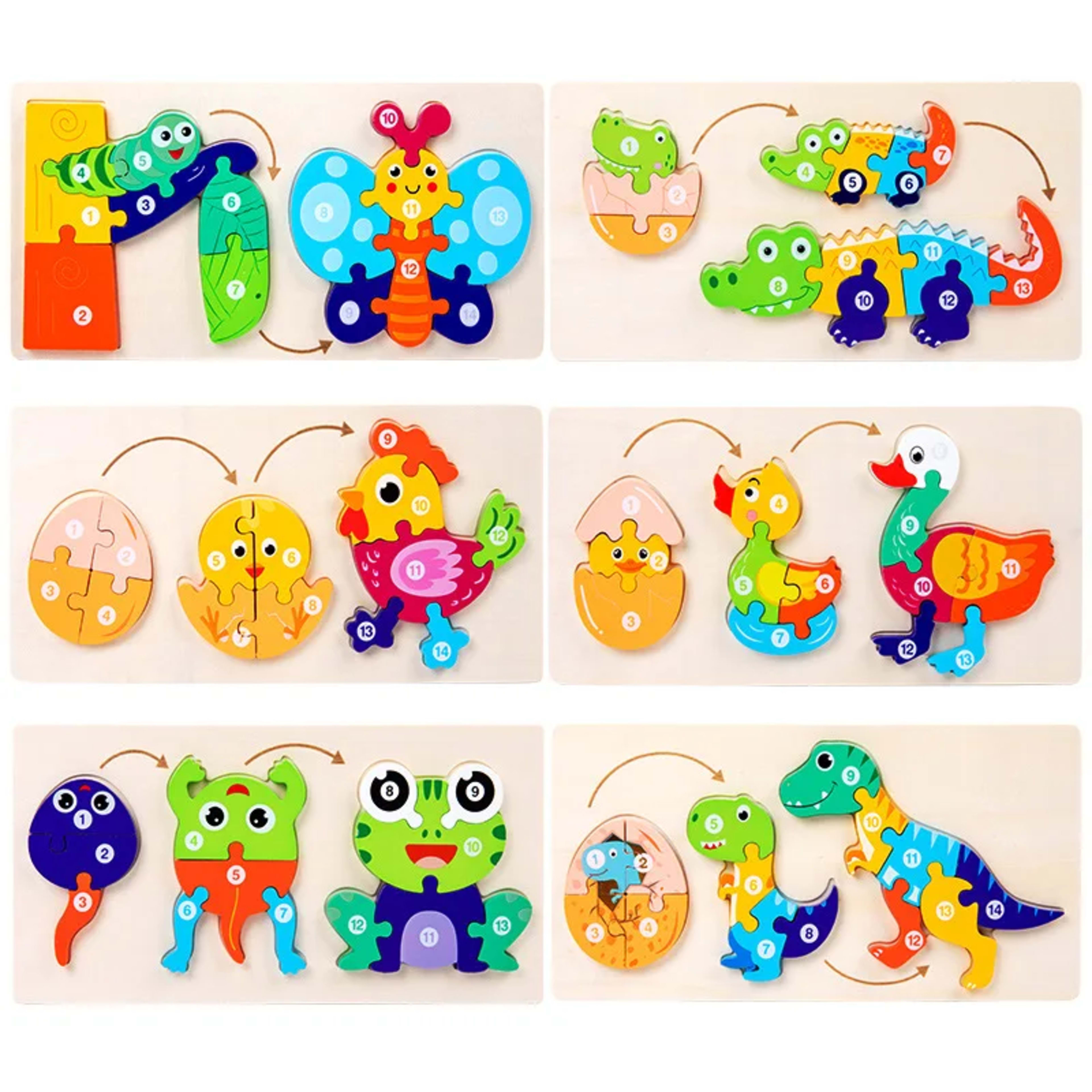 Baby Toy Wooden 3D Puzzle Toys Life cycle puzzle Cartoon Jigsaw For Children Baby Early Education Intelligence for Kids 6