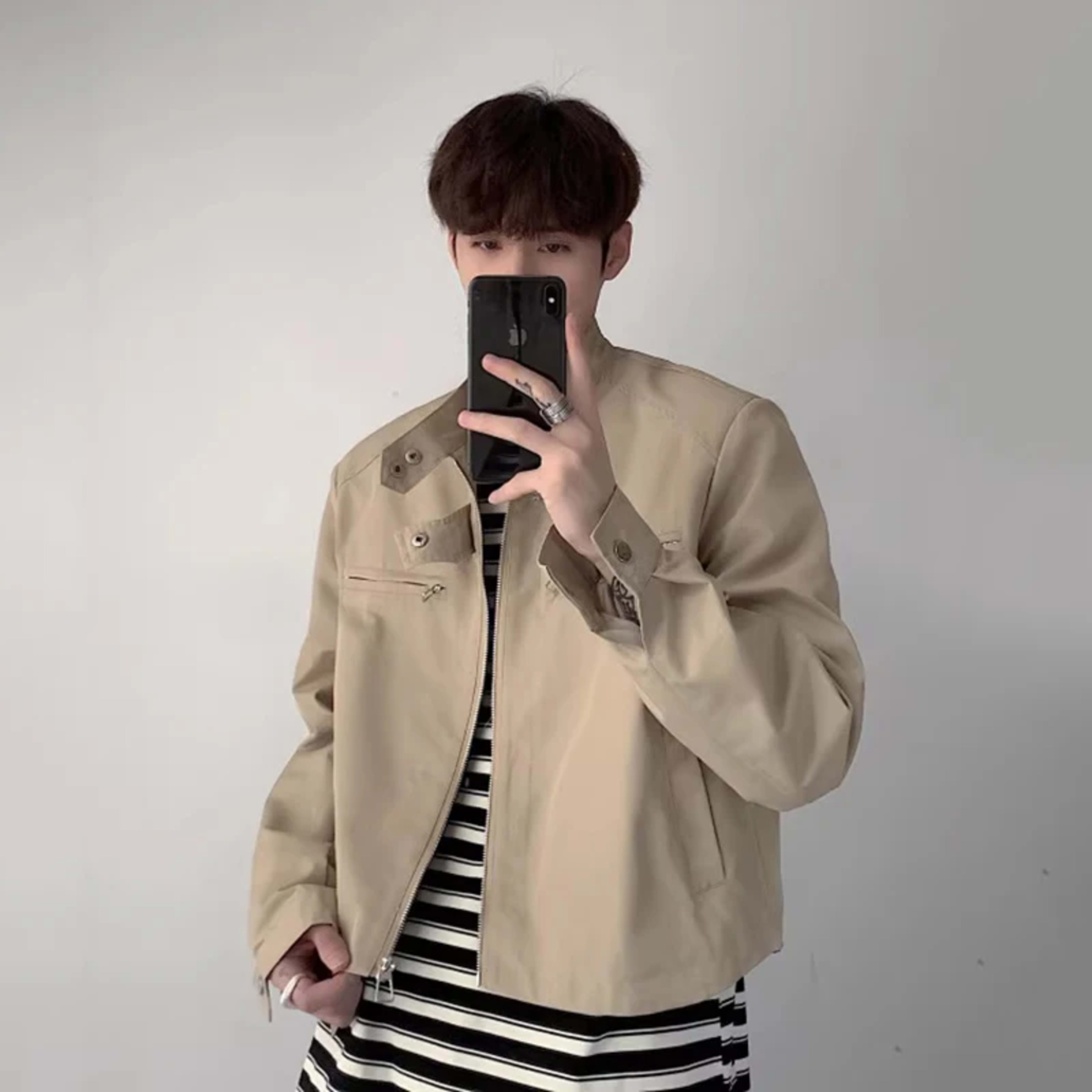 Men's jacket Retro Motorcycle Jacket Fashion Korean Style Spring Autumn Vintage Brown Short Jacket High Street Outerwear
