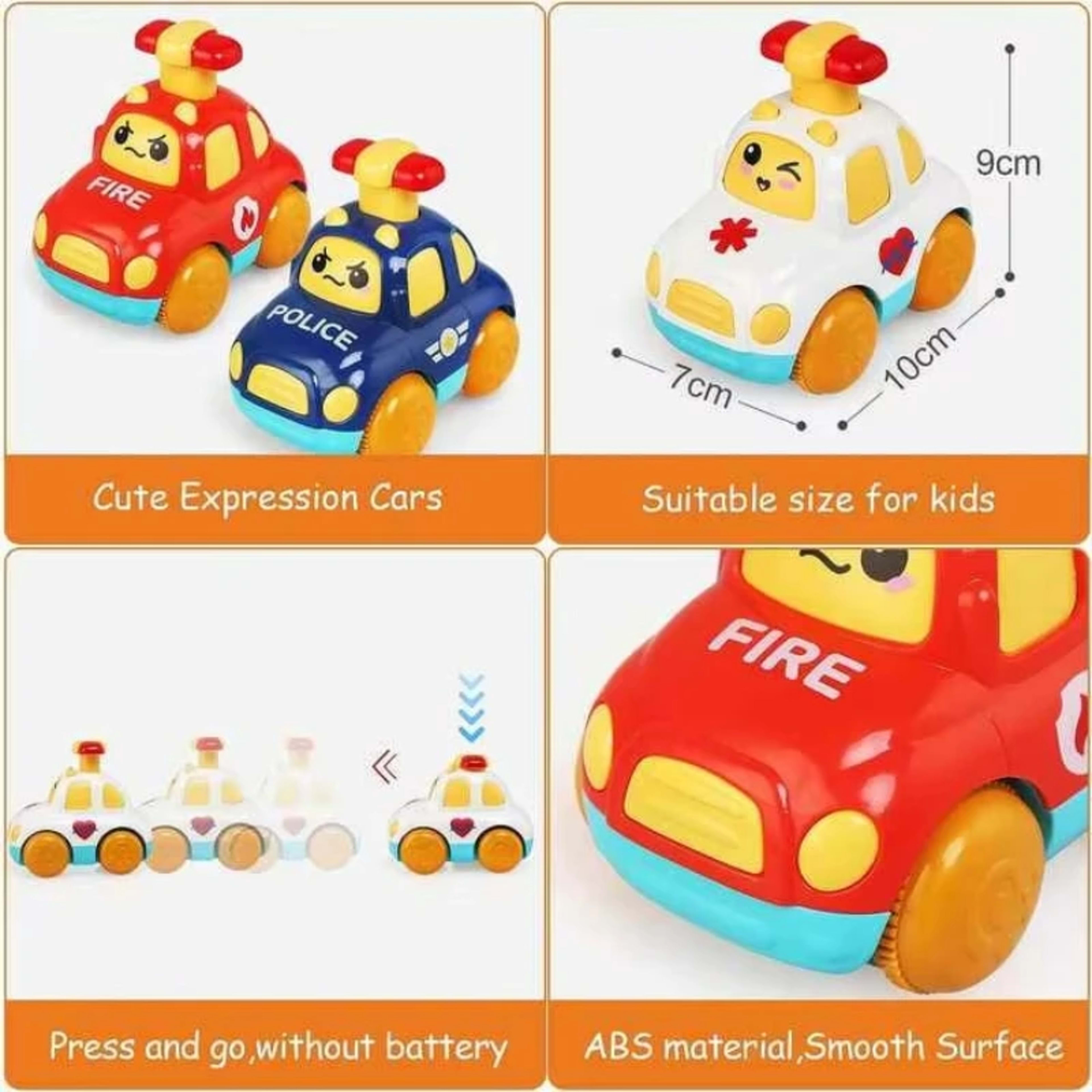Kids Toys Cars Cartoon Press Inertia Car Toy Fire Engine Ambulance Cars Models Montessori Baby Toys for Boys Girls 1 to  6