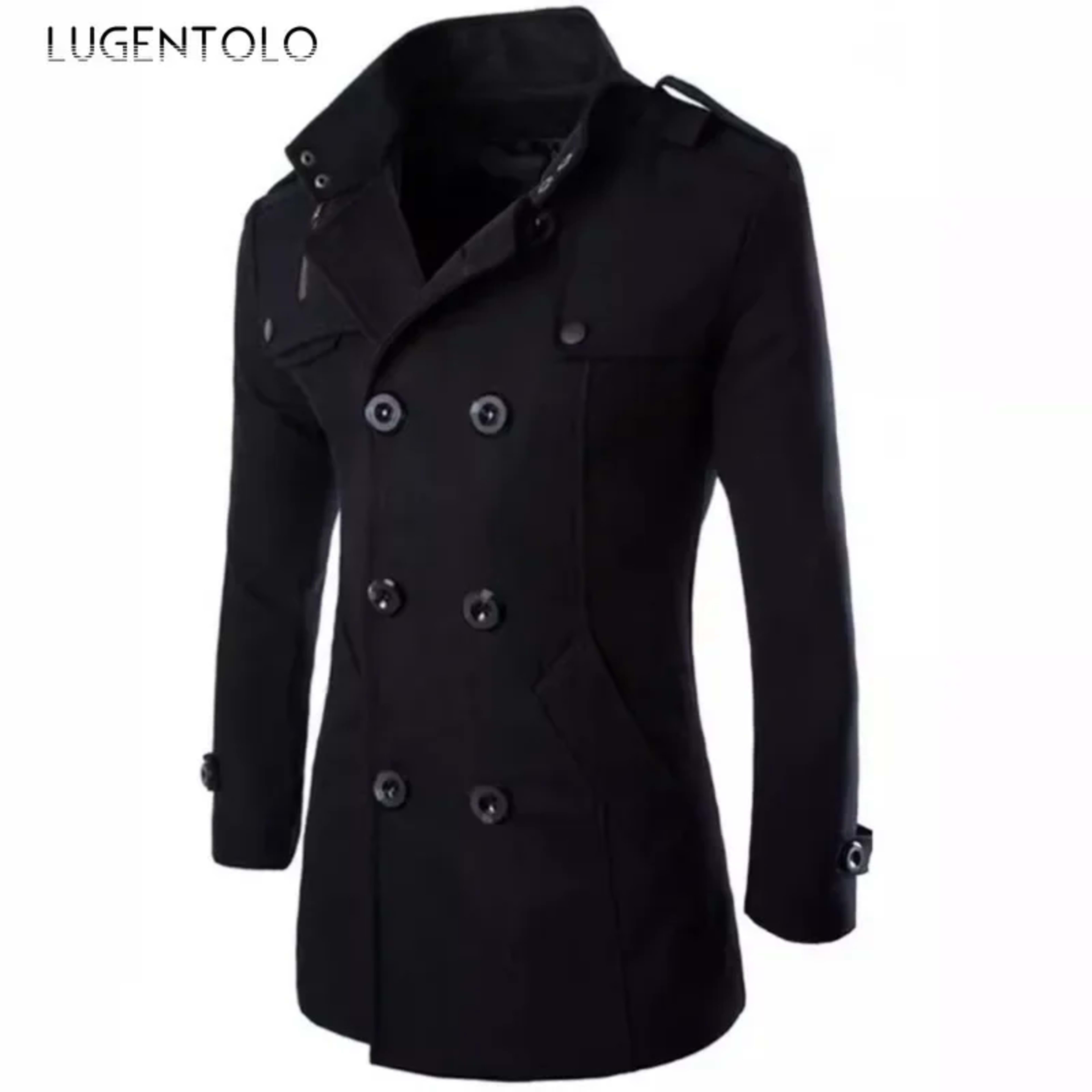 Men Casual Jacket Fall-Winter Outdoor Warm Windbreaker Fashion Lapel Double Breasted Gentleman Coat Daily Versatile Clot 5