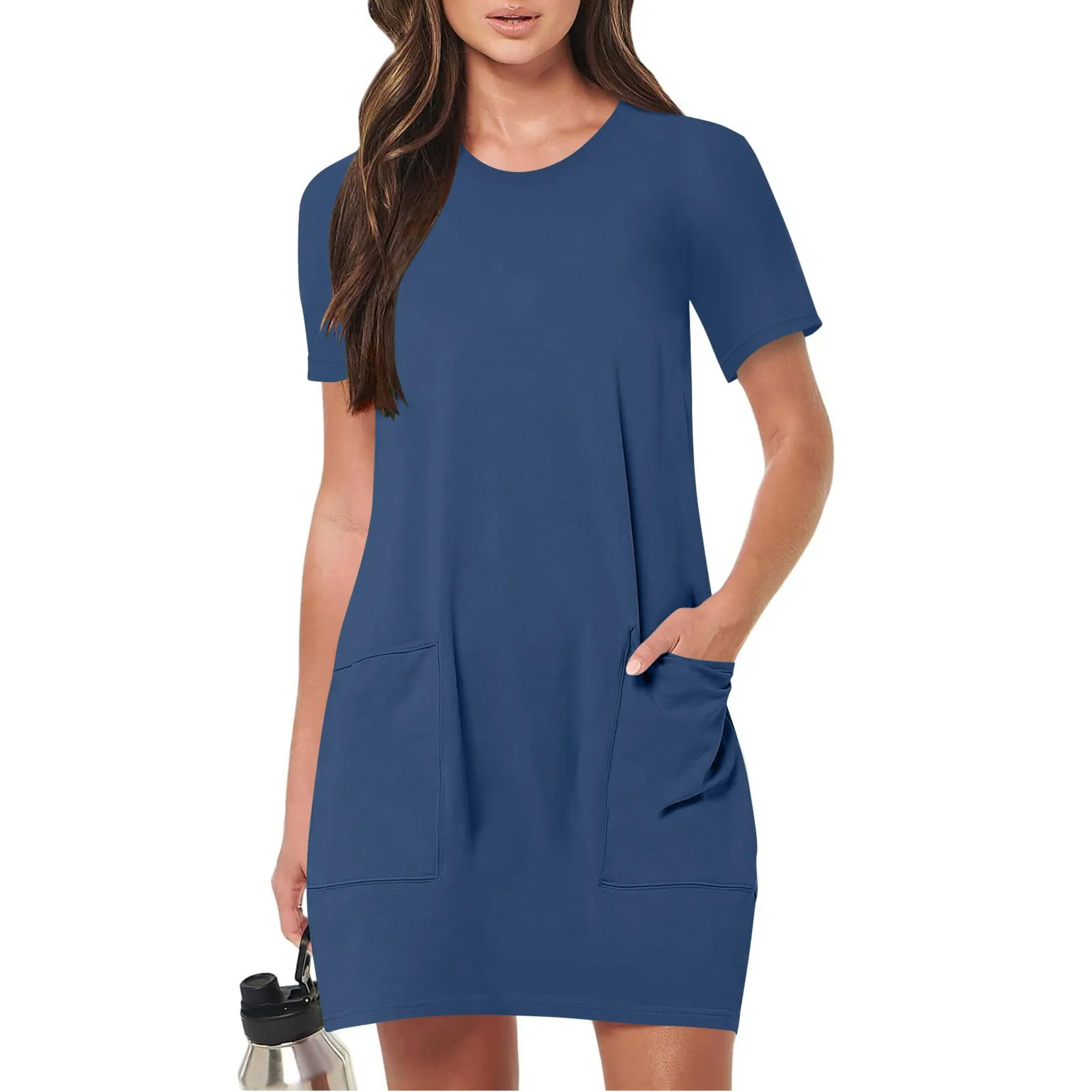 Women's Elegant Dresses Fashionable Solid Color Dress Casual Holiday Sports Short Dresses Long One-Piece Dress Gown vest 9