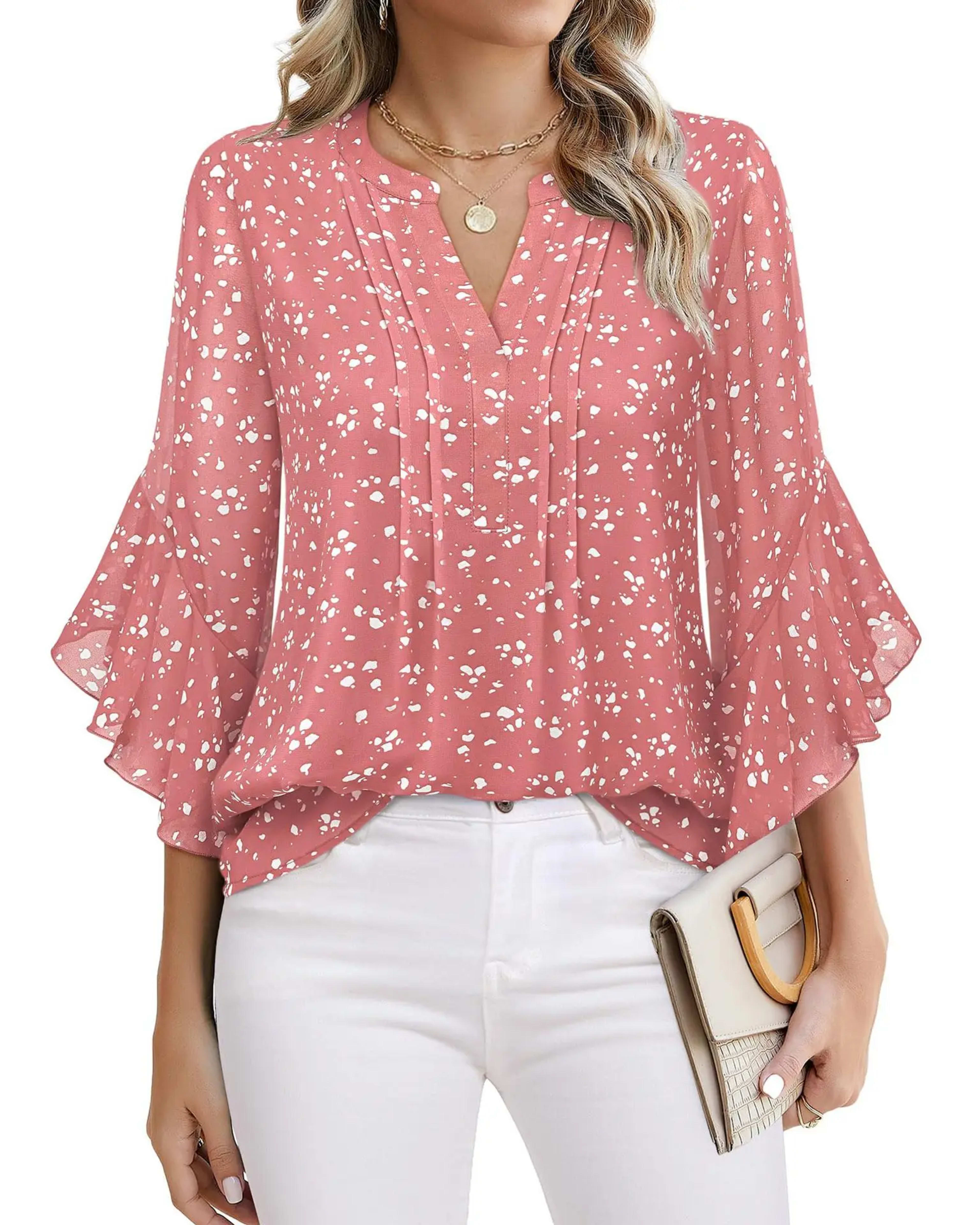 Fashion Woman Blouse Shirts For Women Stylish Top Casual Wave Point Print Tops Female Elegant Chiffon Mujer Woman Clothe 16