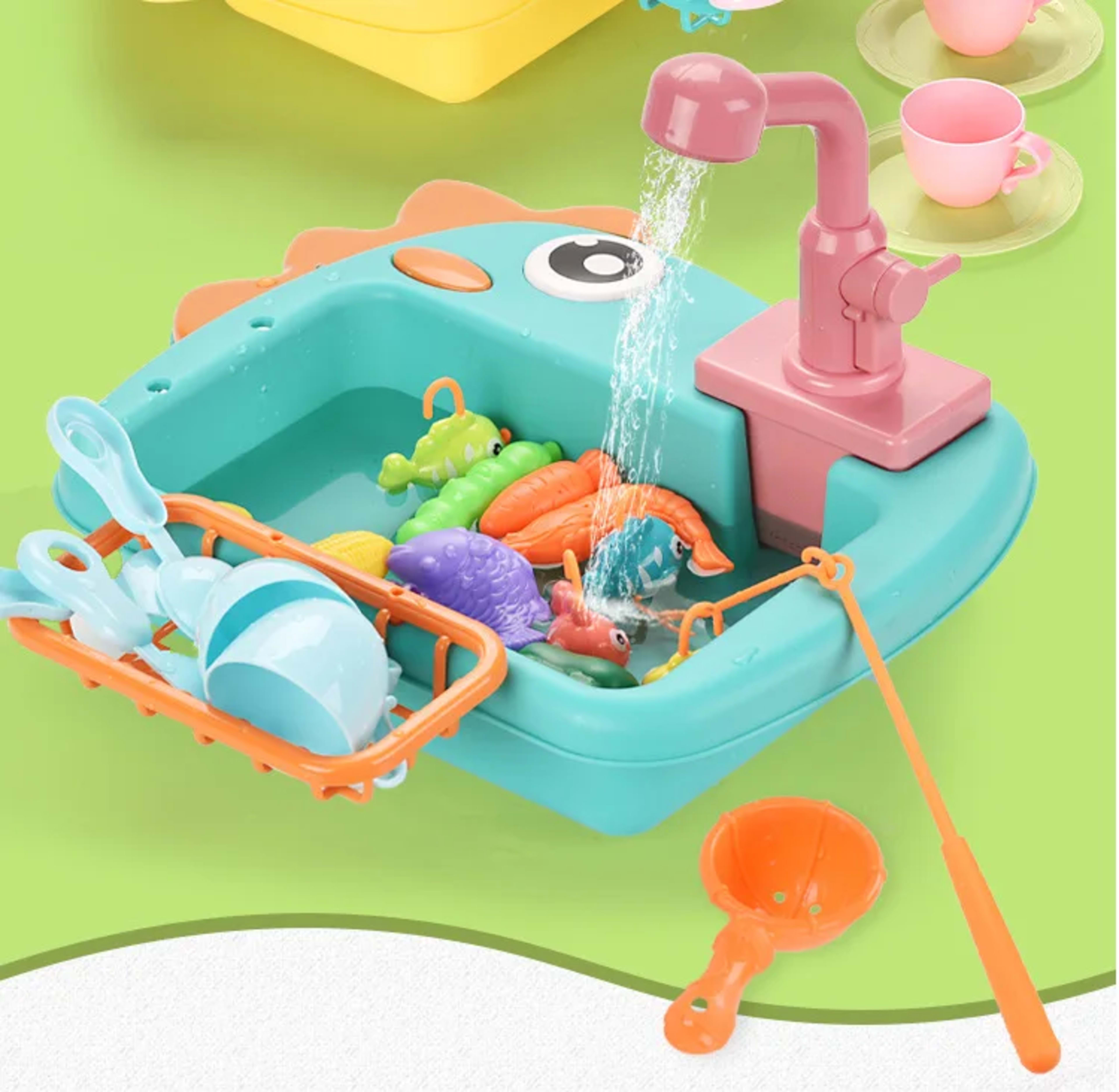 Kitchen Sink Toys Kitchen Toys for Kids with Tableware Accessories Vegetable Fruit Fishing Games for Toddlers Kids Kitch 4