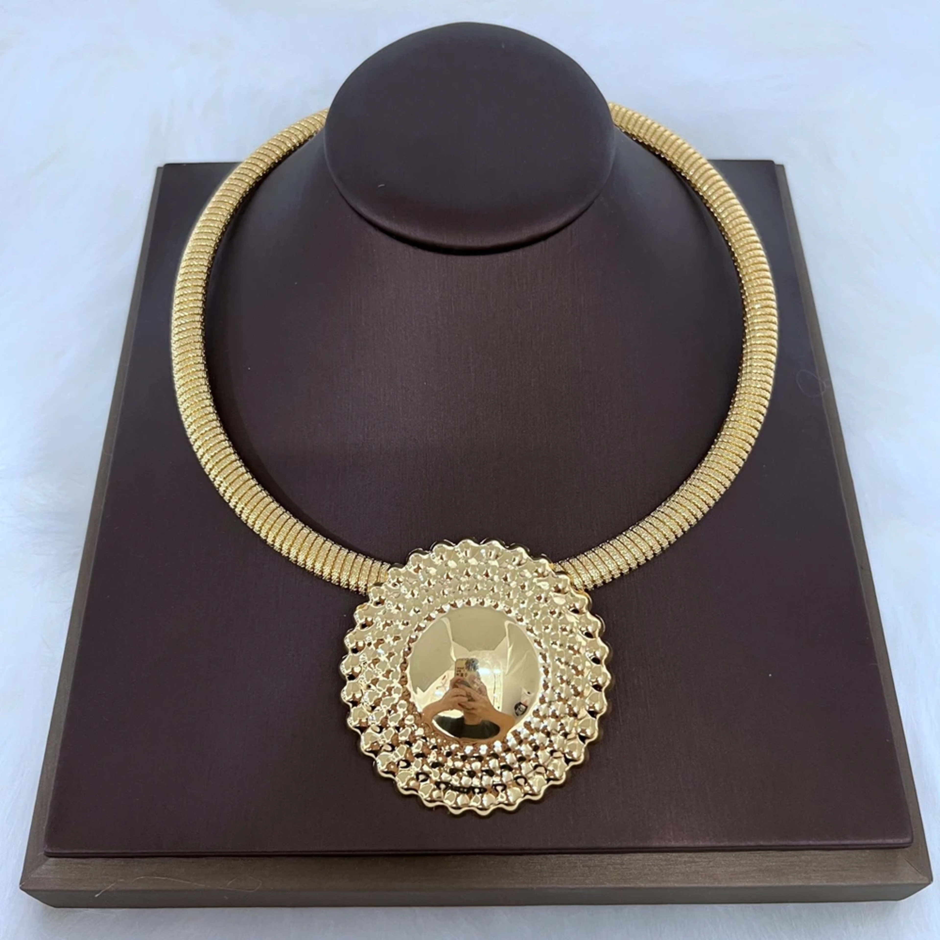 Dubai Jewelry Set for Women Round Beads Pendant Necklace and Earrings Gold Plated Jewelry Set for Weddings Bride Accesso 2