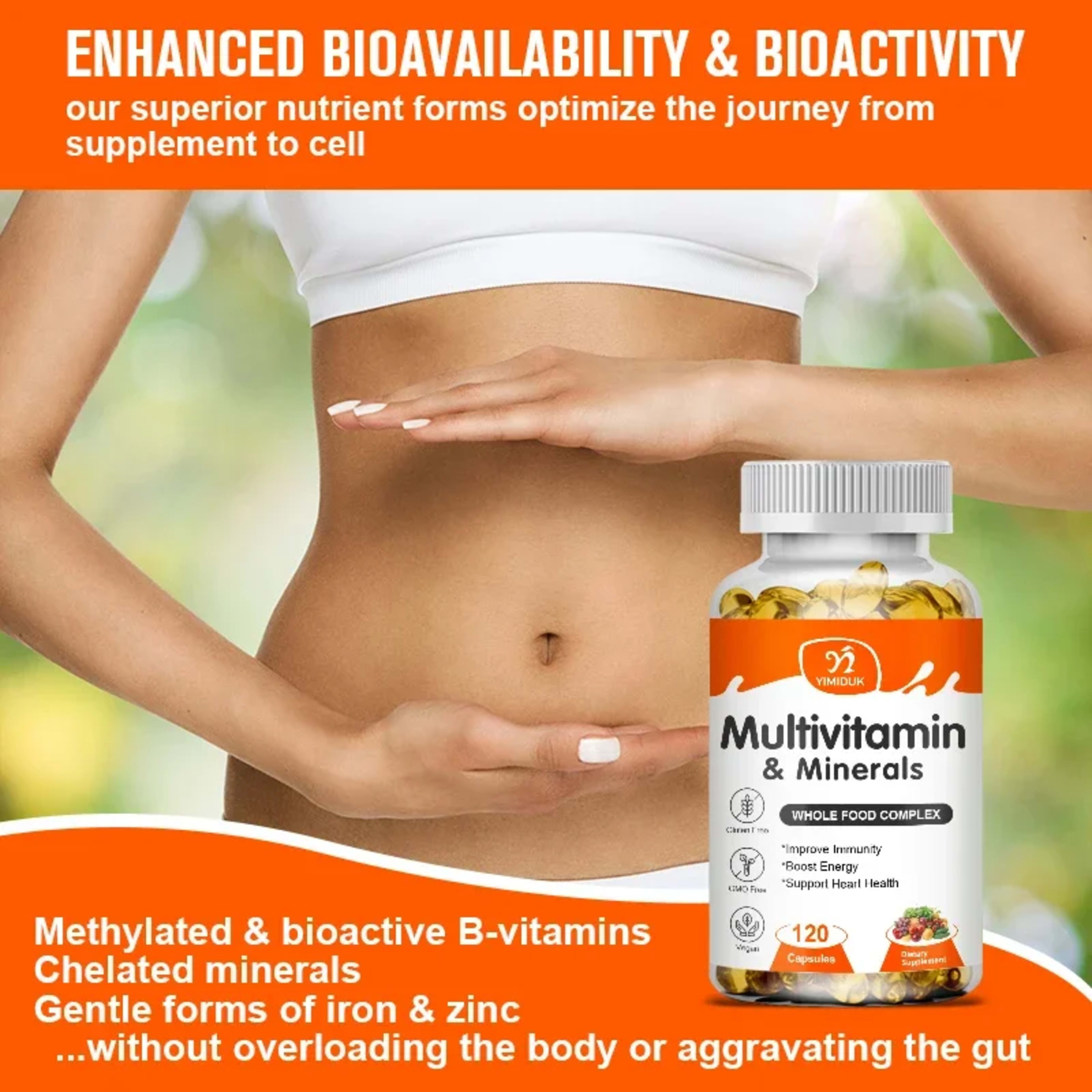 Multivitamin & Minerals Supplement,with Probiotics, Supports Digestive Health, Immunity, Heart Function, Energy & Antiox 6