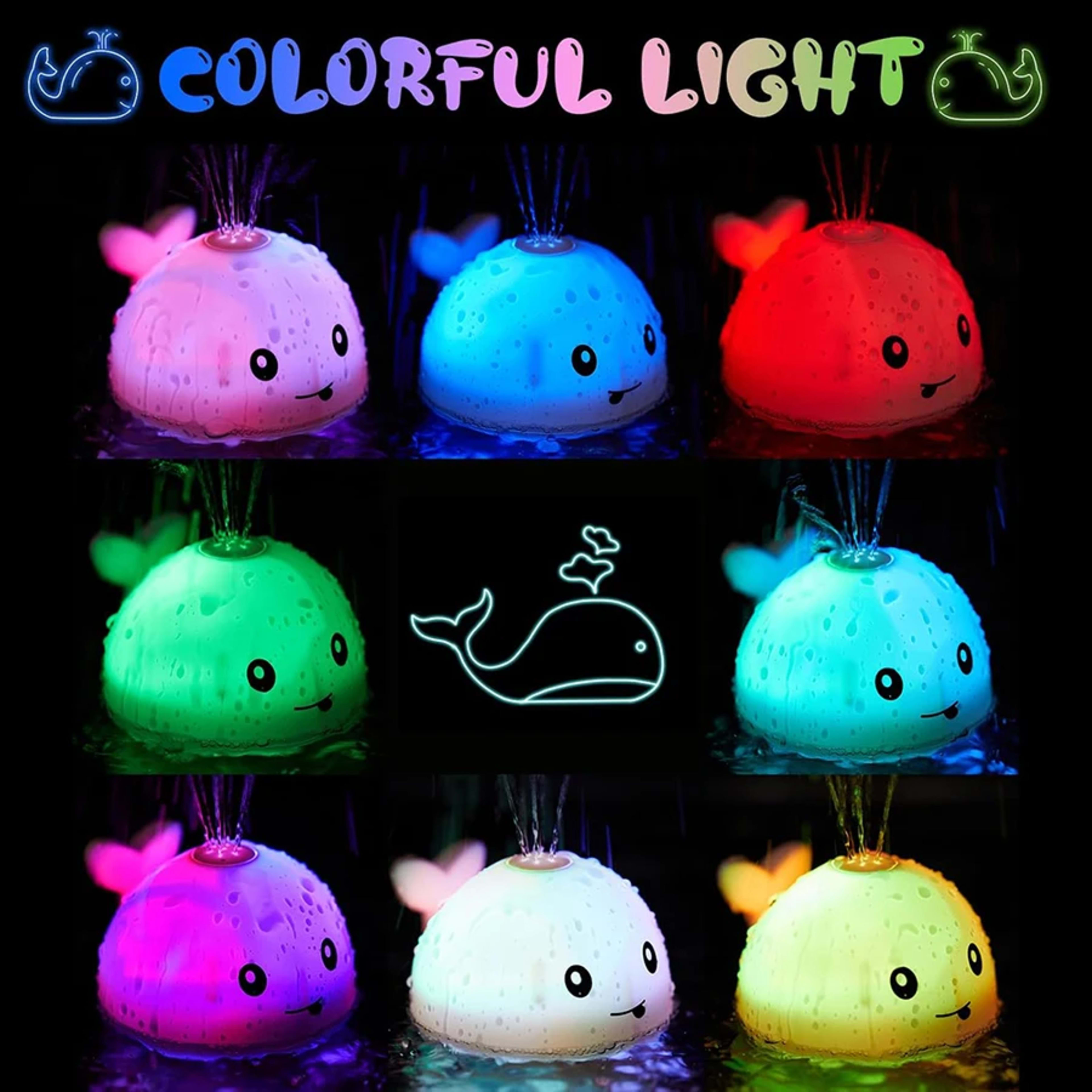 Baby Bath Toys Light up Bath Toys for Kids Baby Whale Bath Toy Sprinkler Toddler Fountain Bathtub Pool Water Table Toys  2
