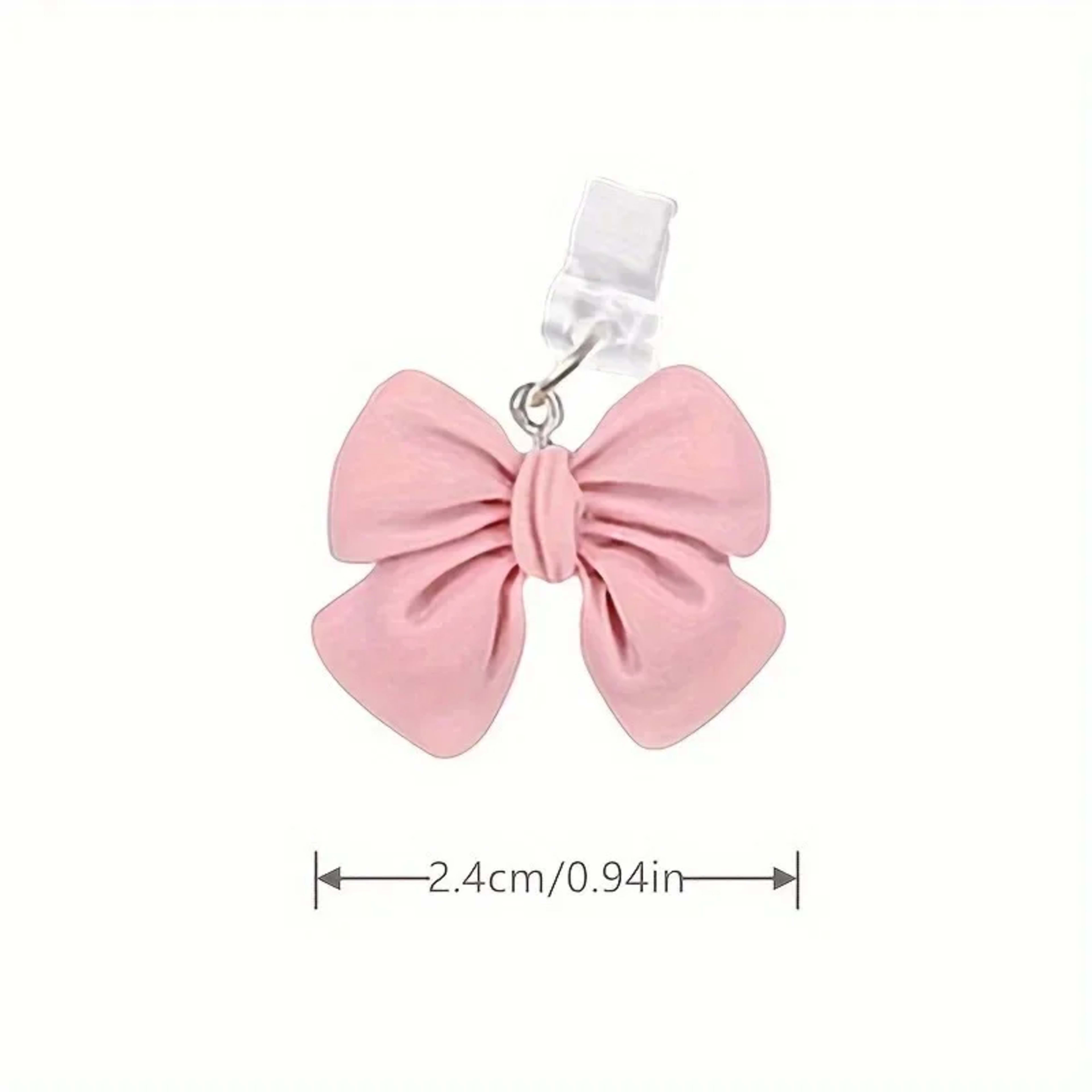 1pcs Cute Pink Bow Phone Dust Plug Accessories Decoration Hanging Pendant for IPhone for Samsung Type-C Charging Port 2