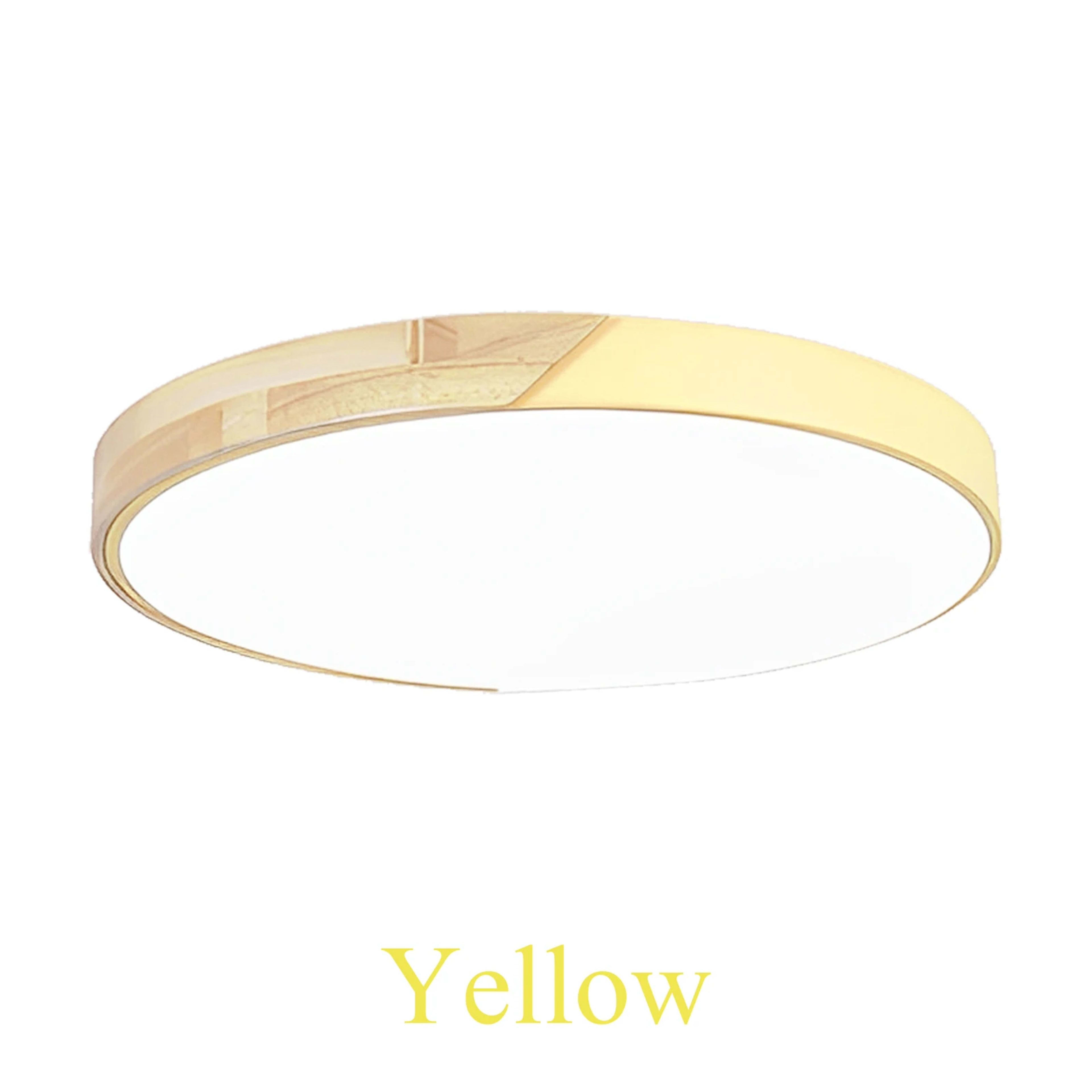 LED Ceiling Light 12W Modern Round Macaron Wooden Ceiling Lamp Indoor Bedroom Living Room Lighting Fixture Surface Mount 12