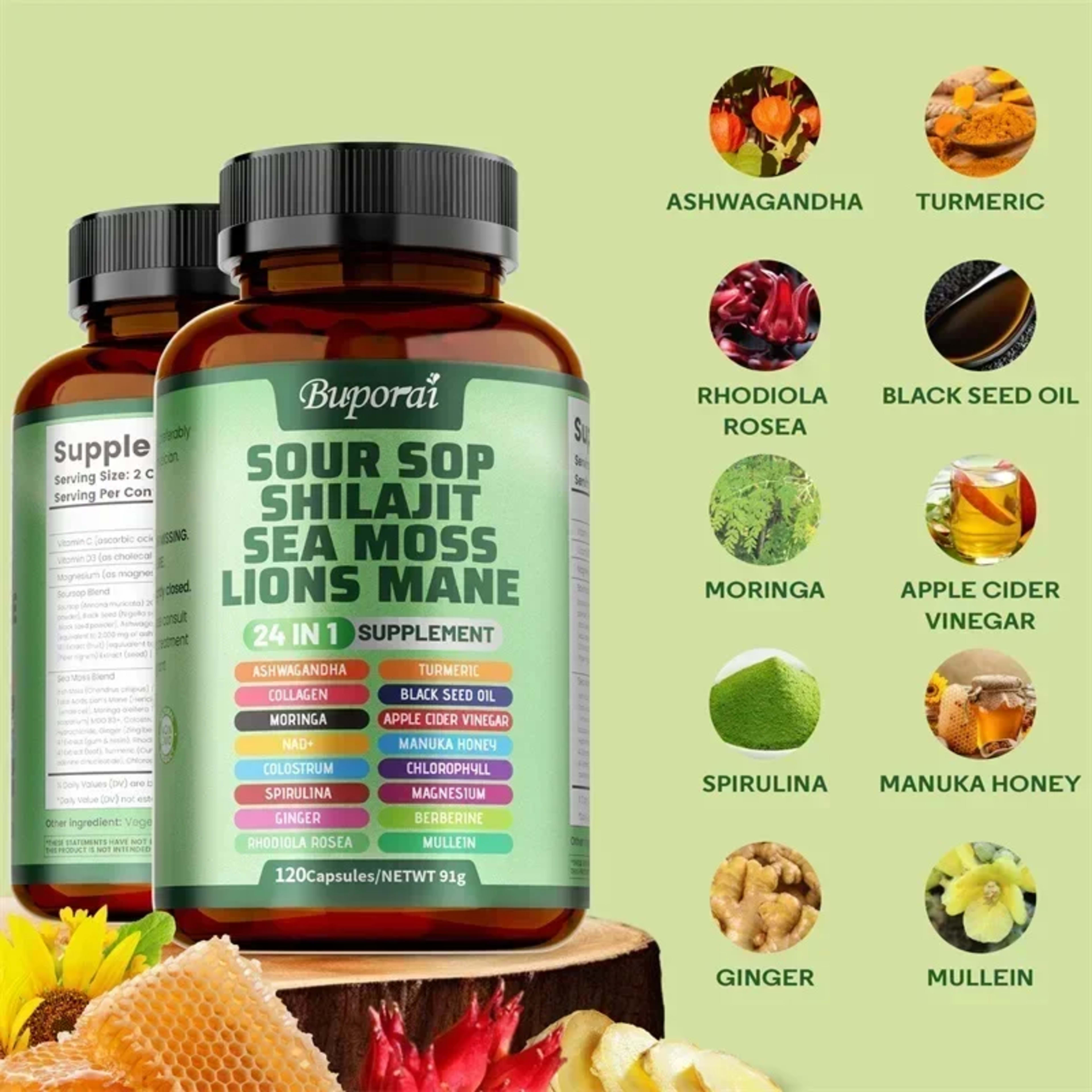 24-In-1 Soursop Supplement - Promote Digestion and Cell Health, Supports Skin, Joint and Bone Health, Strengthens Immuni 3