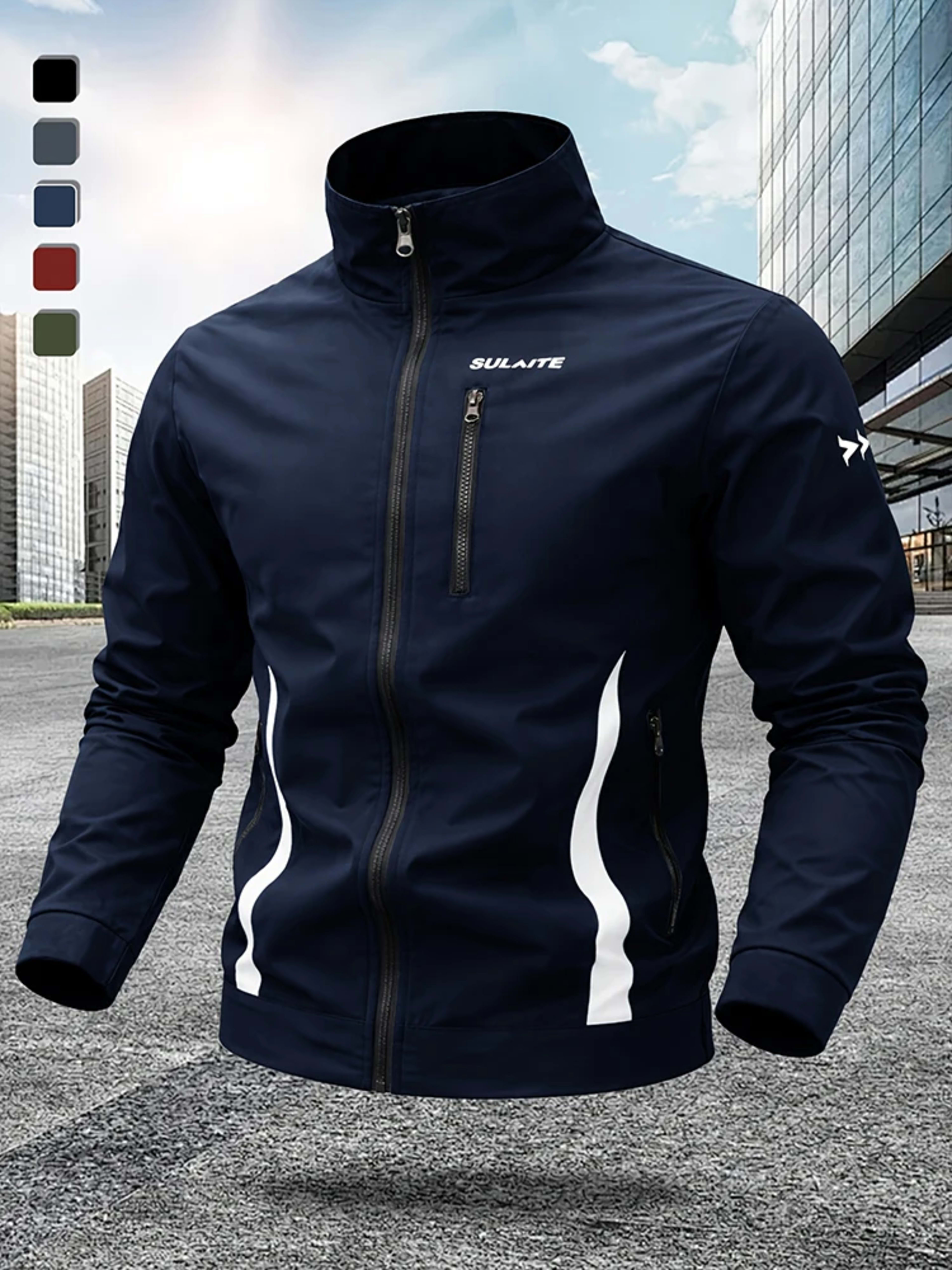 Men‘s Jacket Casual Stand Collar Jacket Spring Summer Lightweight Windbreaker Bomber Jacket Sportswear Breathable Coat C 9