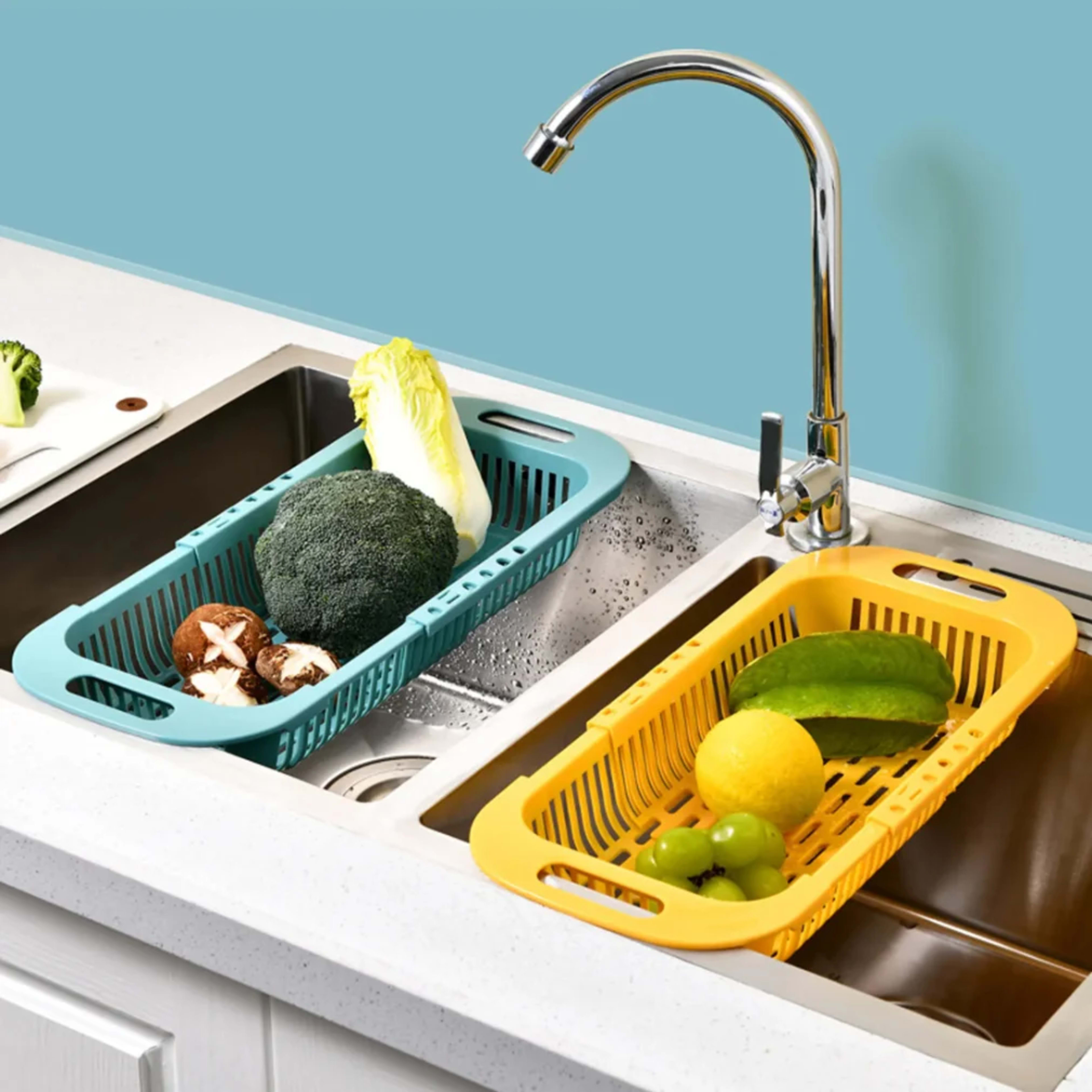 Kitchen Organizer Soap Sponge Holder Sink Rack Telescopic Drain Rack Adjustable Vegetable Drain Basket Kitchen Organizer 4