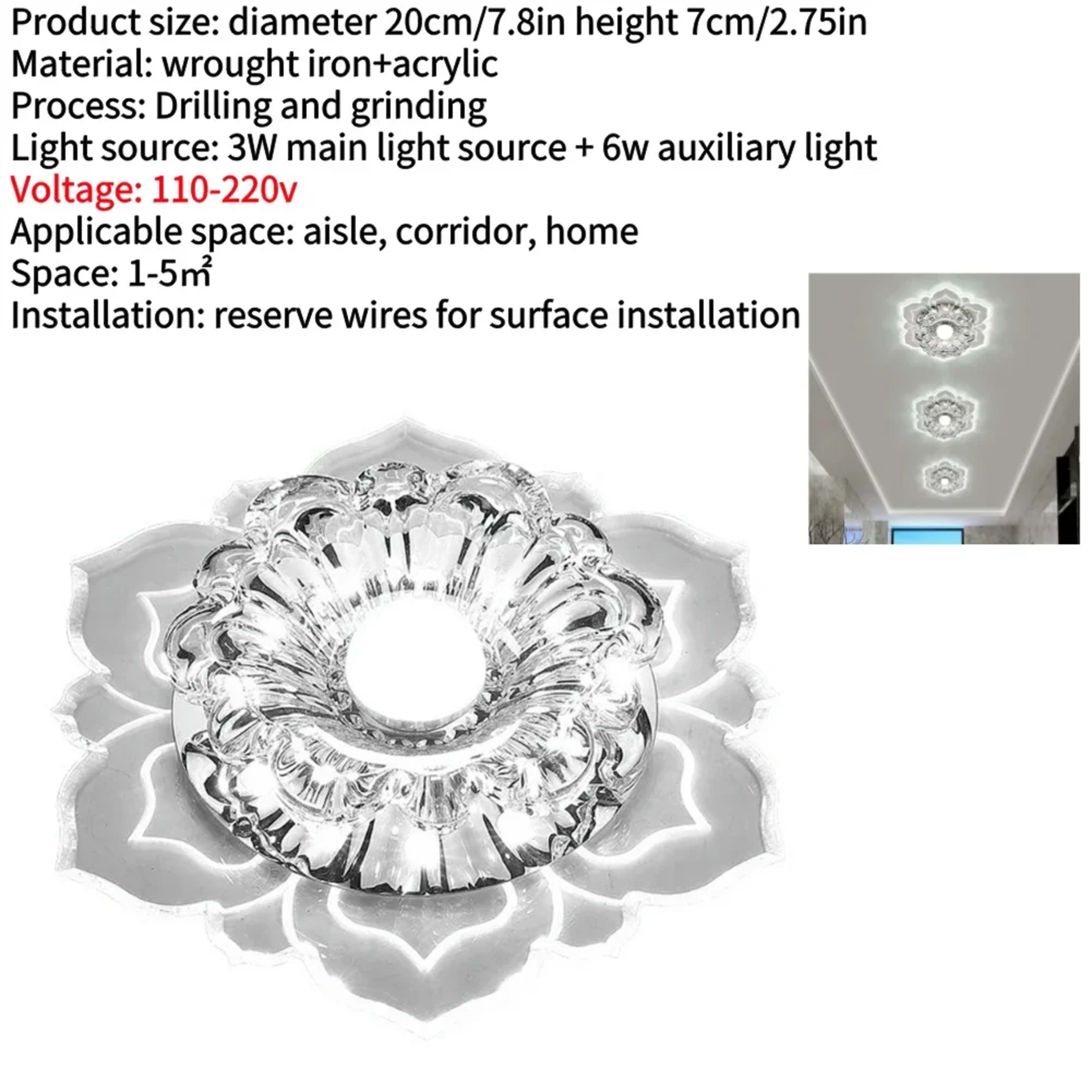 LED Ceiling Fixture Energy Saving Porch Light Protect Eyes Corridor Lamp Easy Installation Brightness Durable for Aisle  13