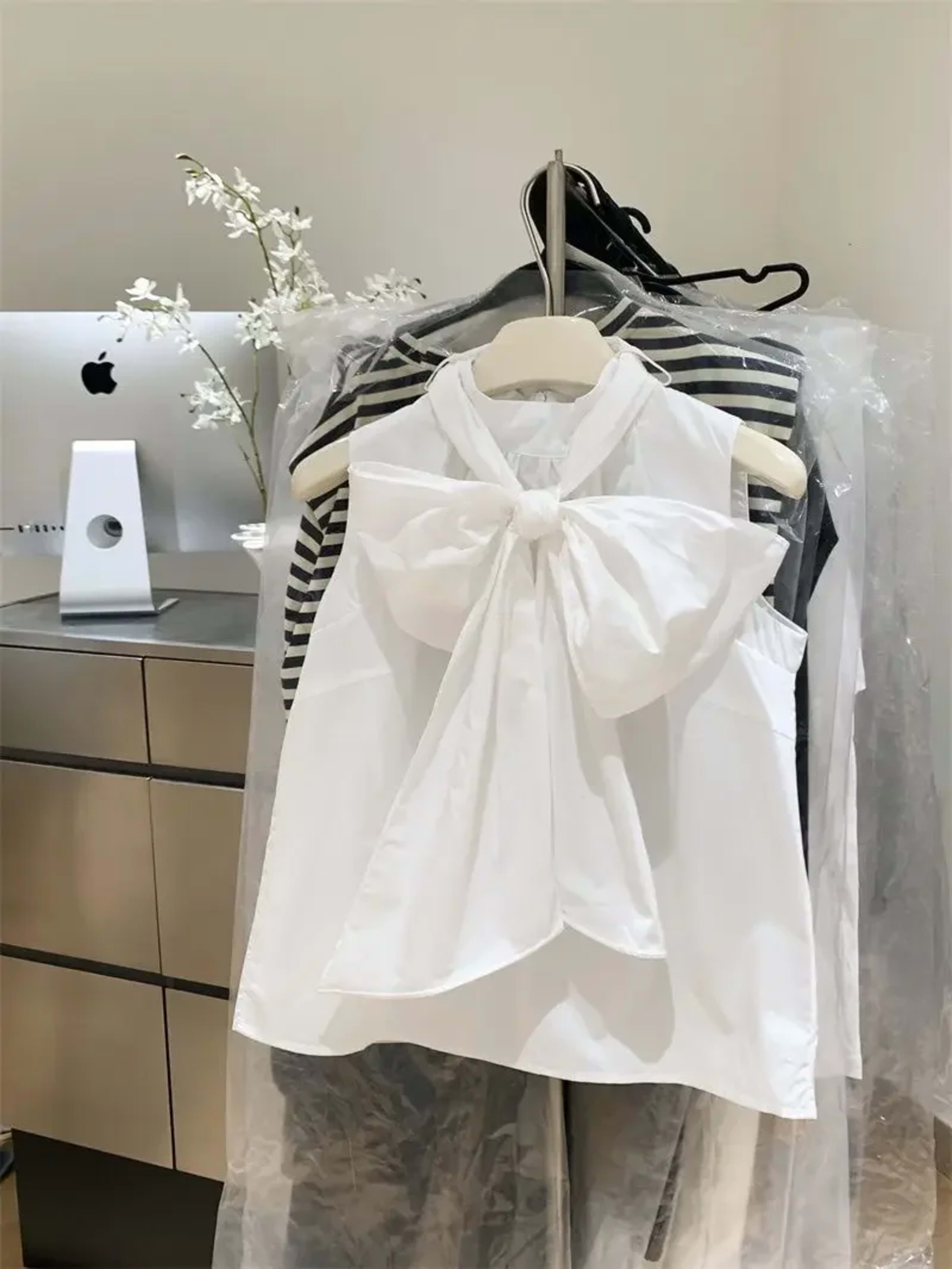 White Blouse For Women 2026 Blusas Mujer Bandage Bow Sleeveless Loose Shirts Fashion Sweet Summer Blouses Tops Female 6