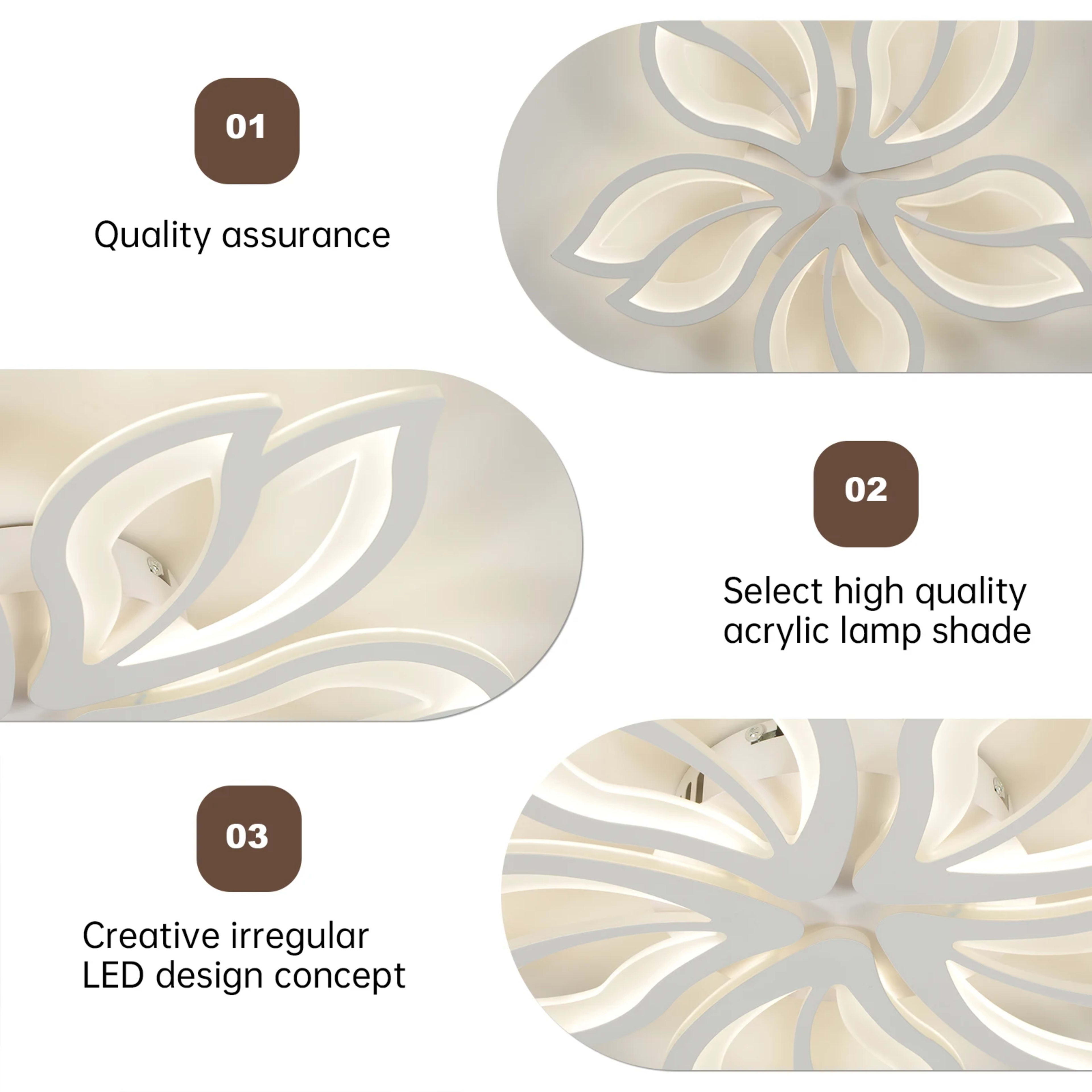 LED Ceiling Light Fixture, Modern Leaves Ceiling Lamp Flush Mount Ceiling for Living Room Study Room Dining Room Bedroom 6