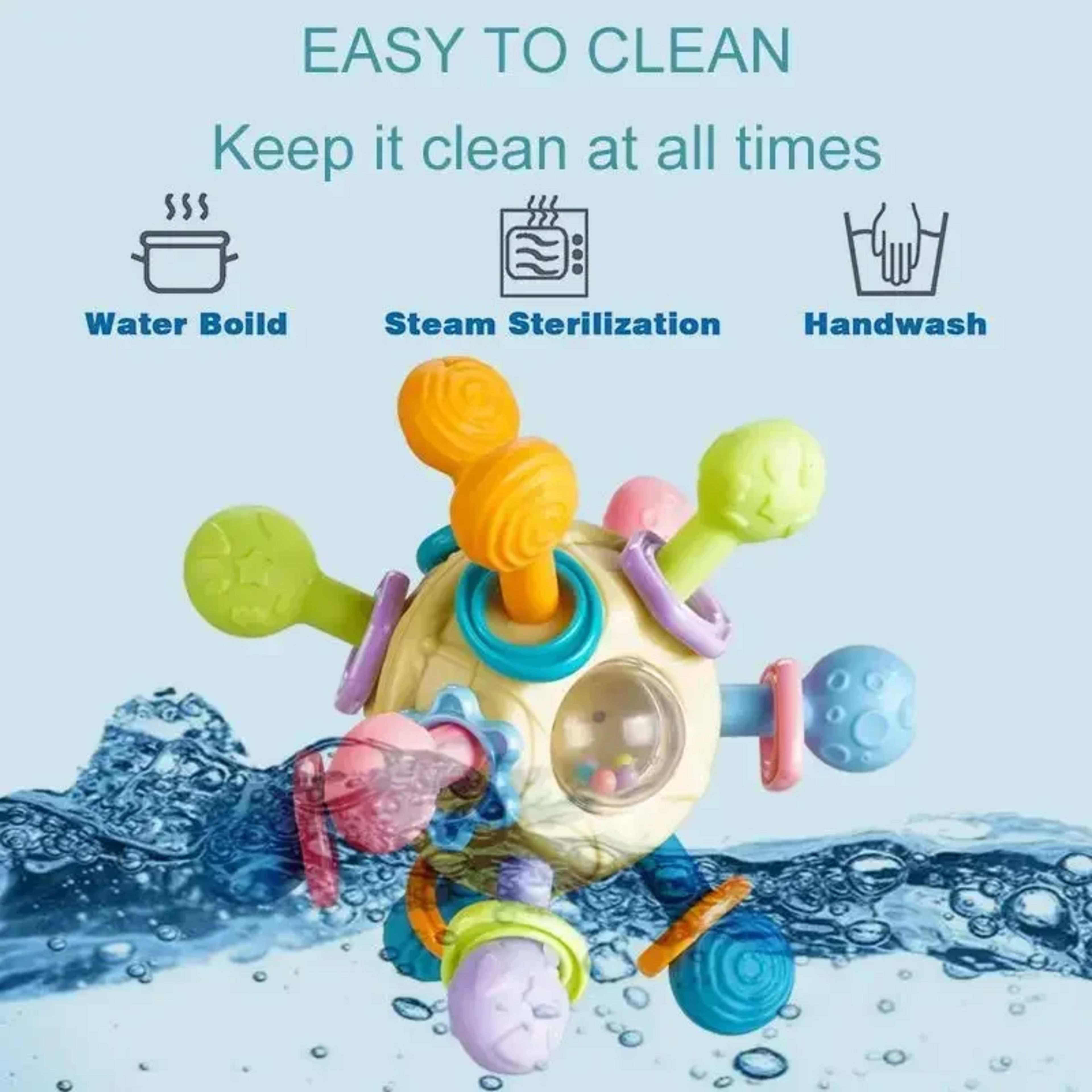 Baby Toys 0 12 Months Rotating Rattle Ball Grasping Activity Baby Development Toy Silicone Teether Baby Sensory Toys for 4