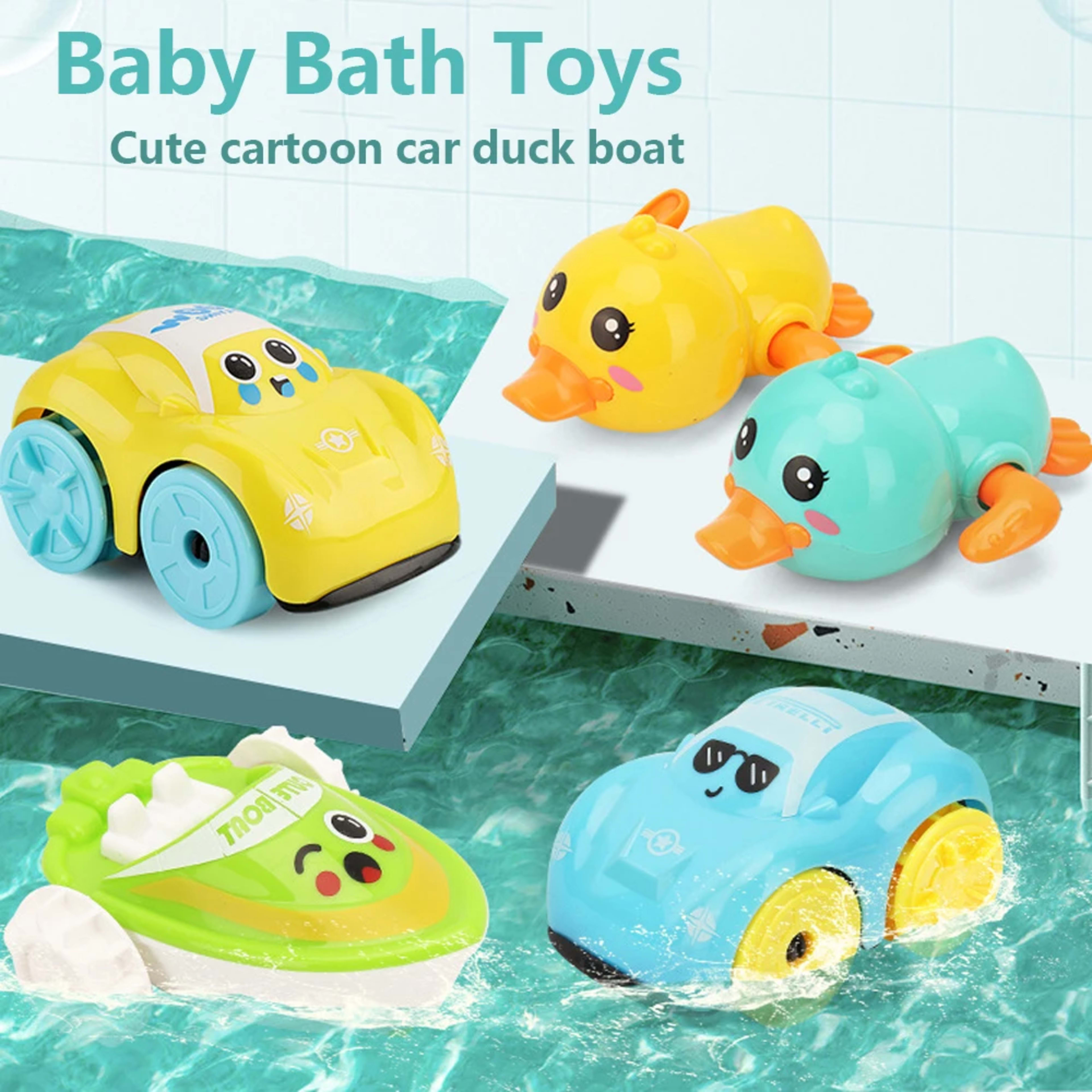 Baby Bath Toys Children Bathing Cute Swimming duck Water Playing Toys Clockwork Car Cartoon Vehicle Baby Bath Toy for Ki 1
