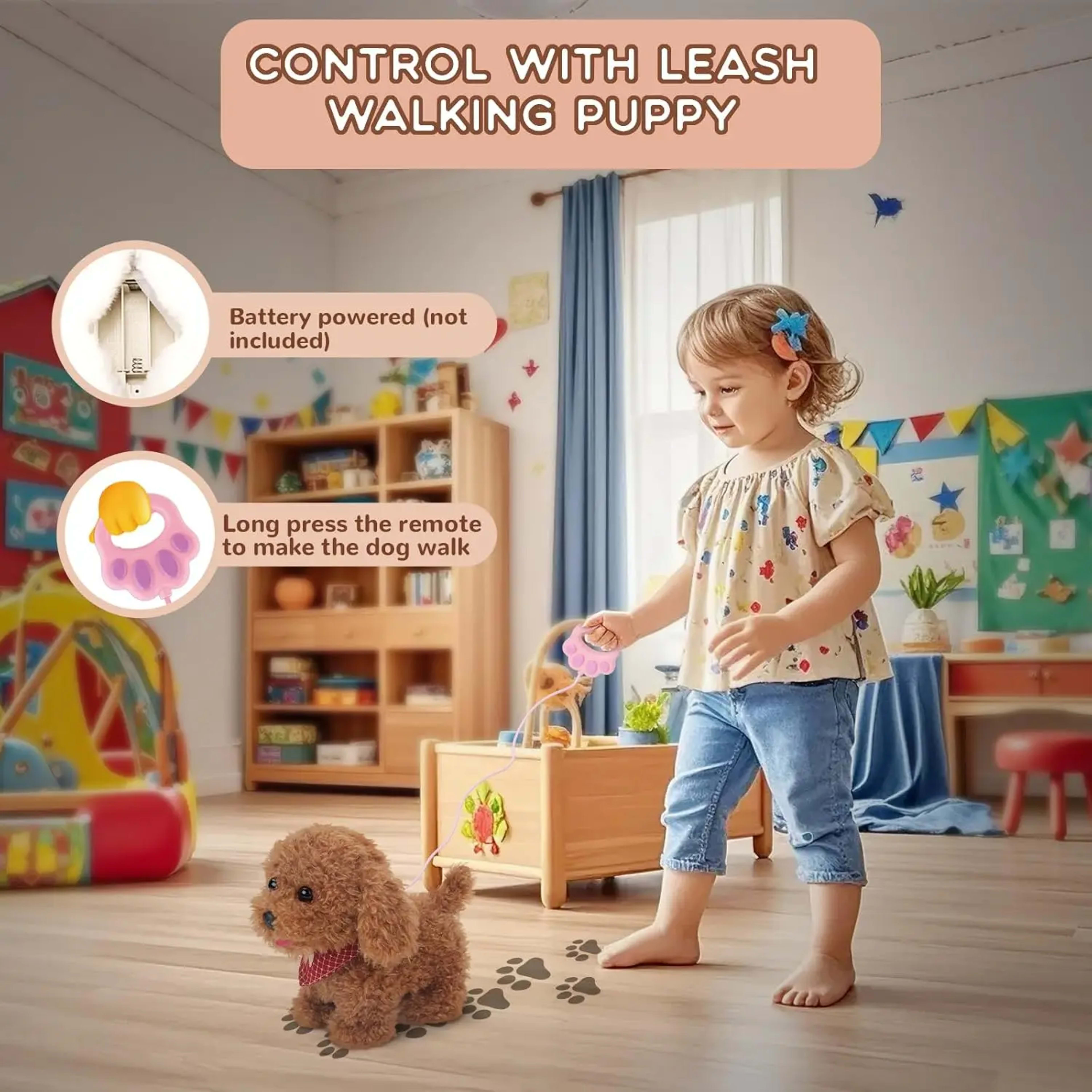 Interactive Electronic Puppy Toys for Kids, Walking Dog Toy with Leash, Remote Control, for Girls and Boys Aged 3+,birth 4