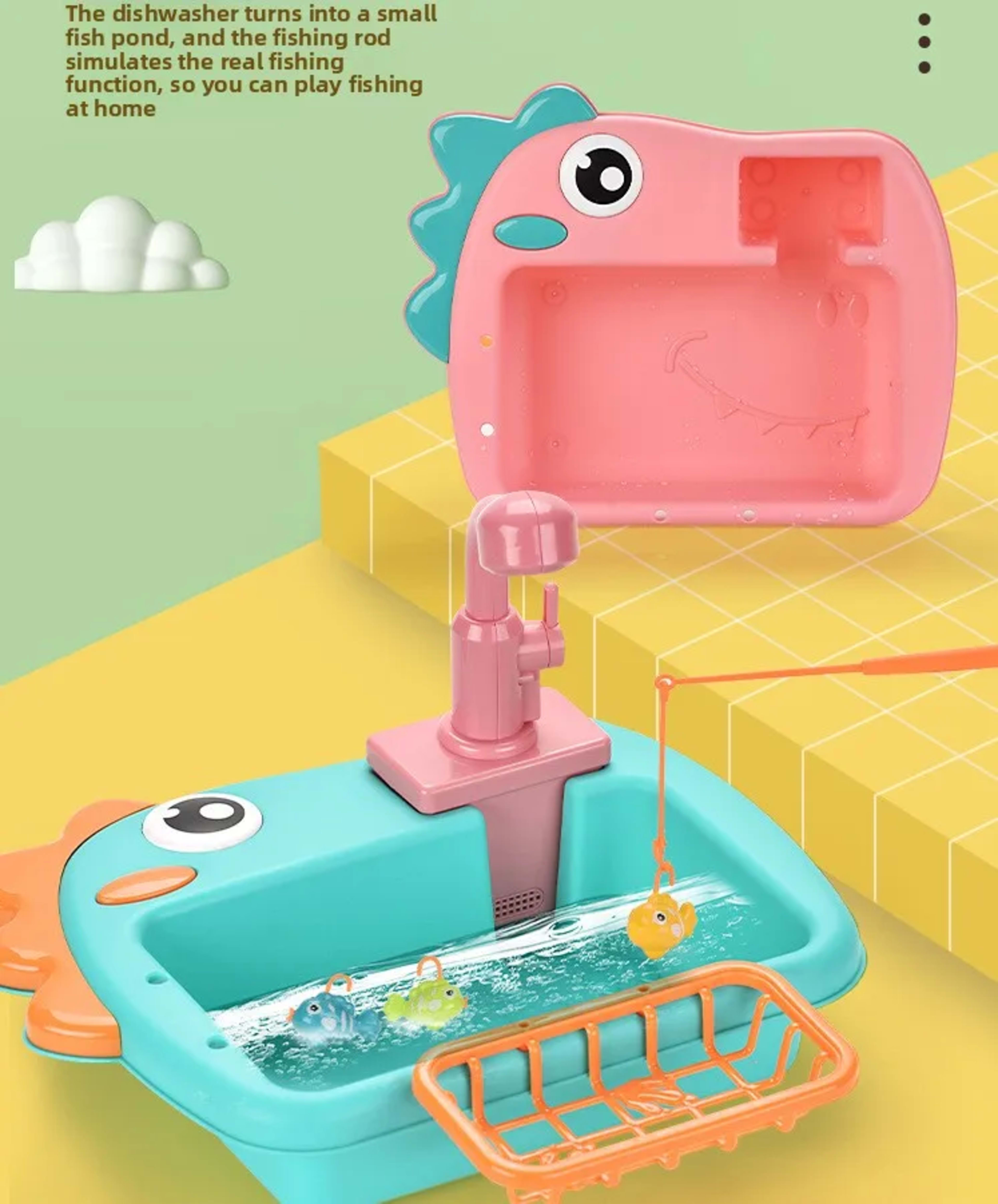 Kitchen Sink Toys Kitchen Toys for Kids with Tableware Accessories Vegetable Fruit Fishing Games for Toddlers Kids Kitch 5