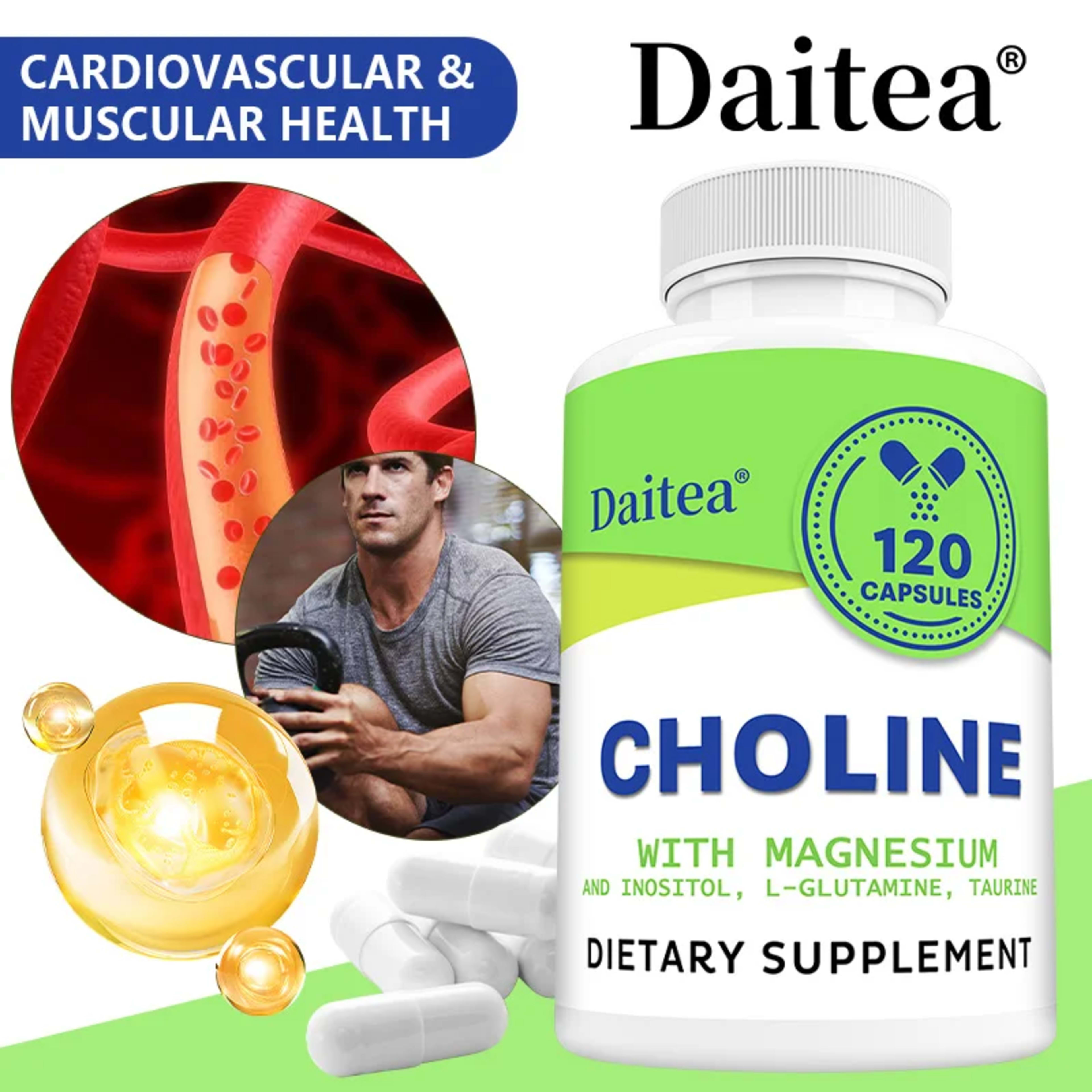 Choline Supplement - Supports Muscle and Cardiovascular Health - Vegetarian, Non-GMO 2