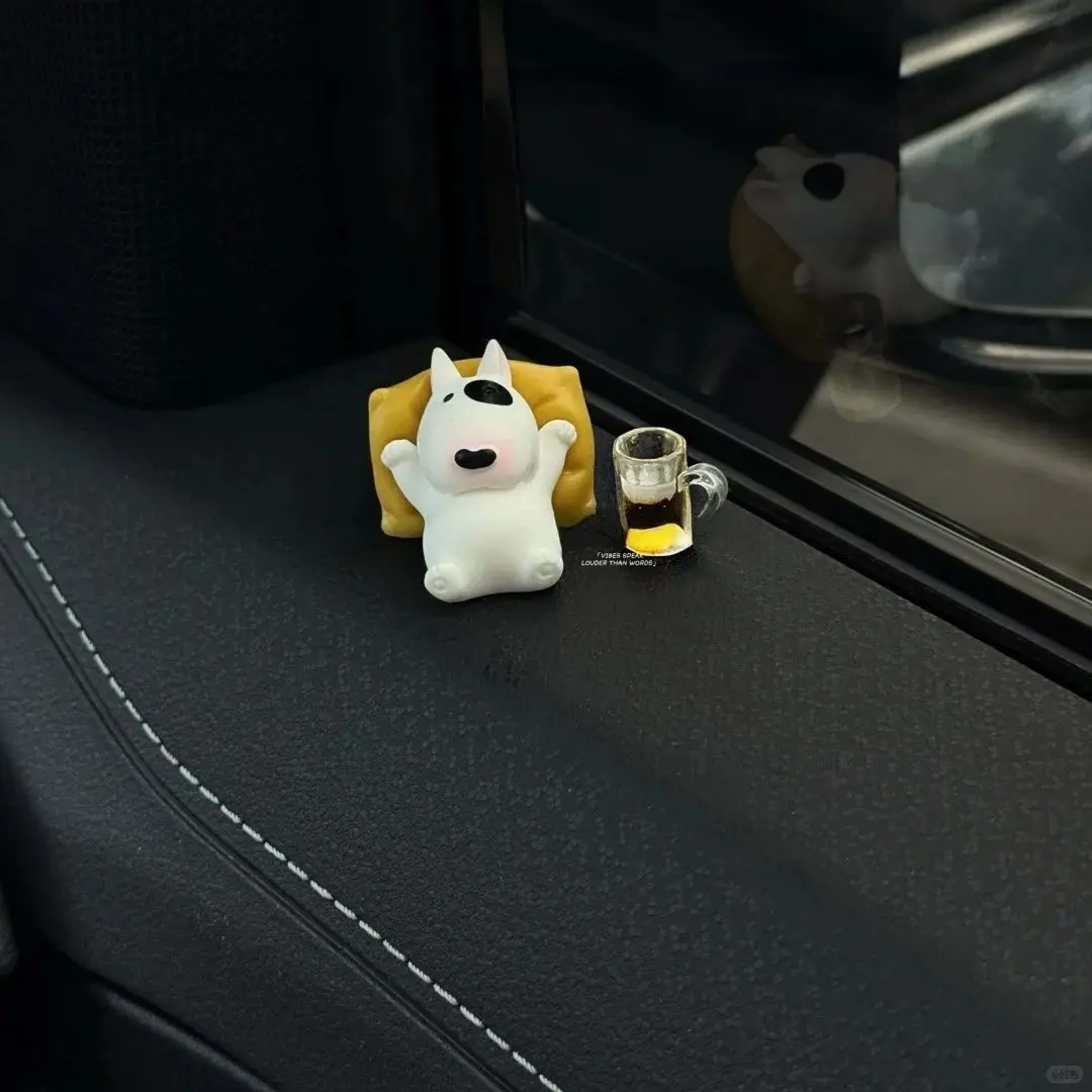 Bull Terrier Universal Car Accessories Interior Adorable Dashboard Figurine with Relaxed Pose Ornament for Tesla BMW Hyu 3