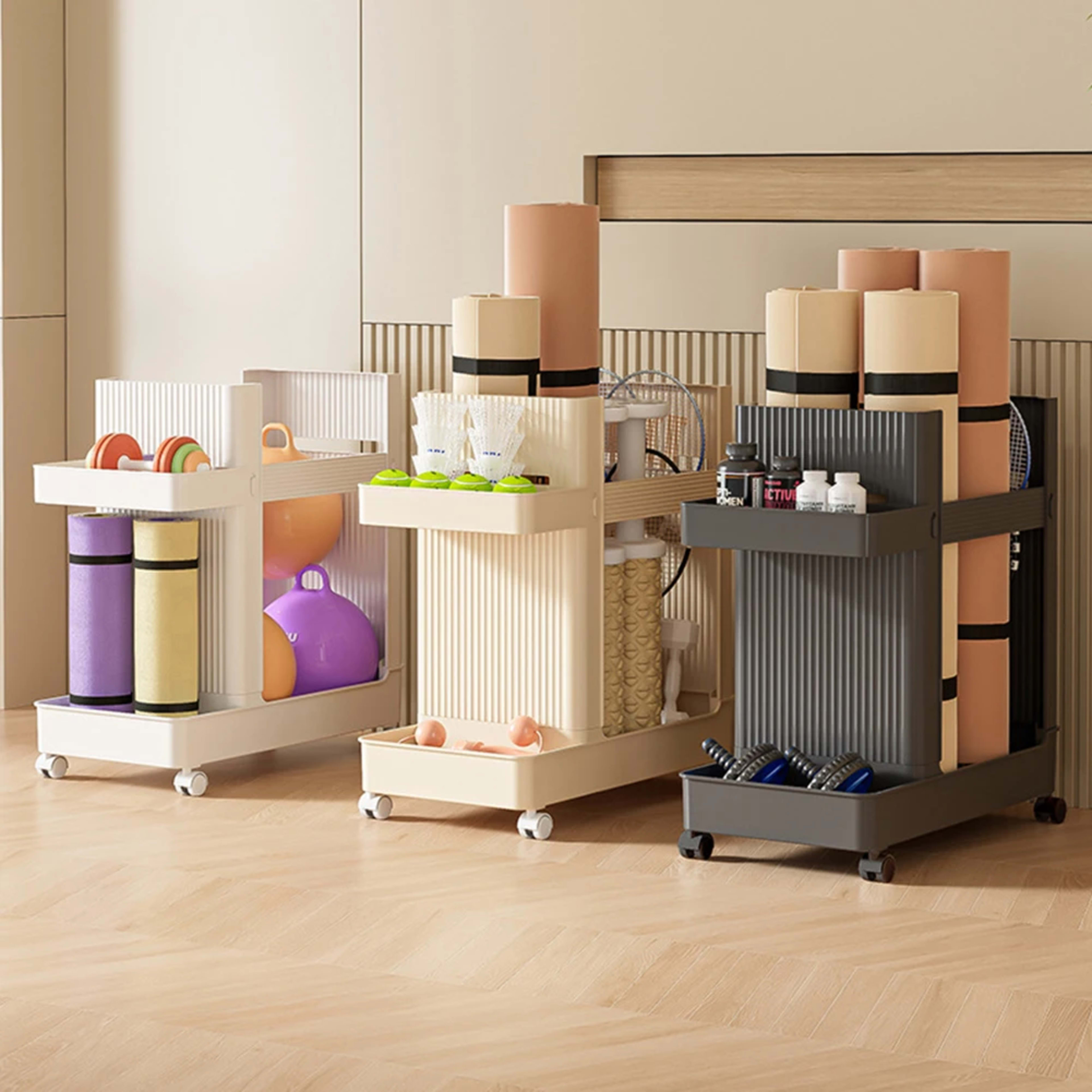 Sports Equipment Storage Rack Large Capacity Fitness Equipment Storage Rack with Wheels Fitness Equipment Sports Tools O 3