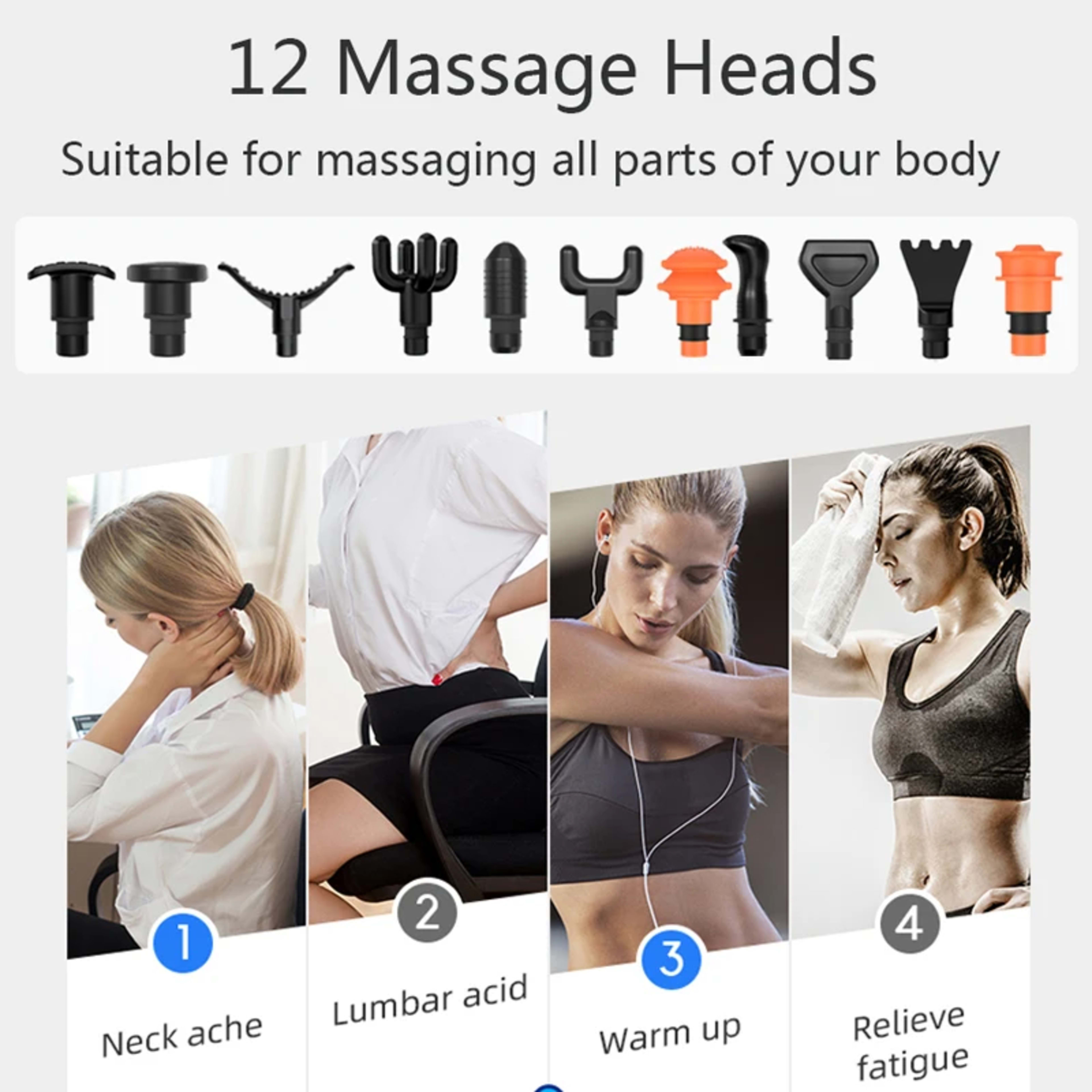 Professional Massage Guns12 Heads Smart Massage Gun For Body Neck Back Electric Handheld Fascia Gun Muscle Relaxation Ma 3